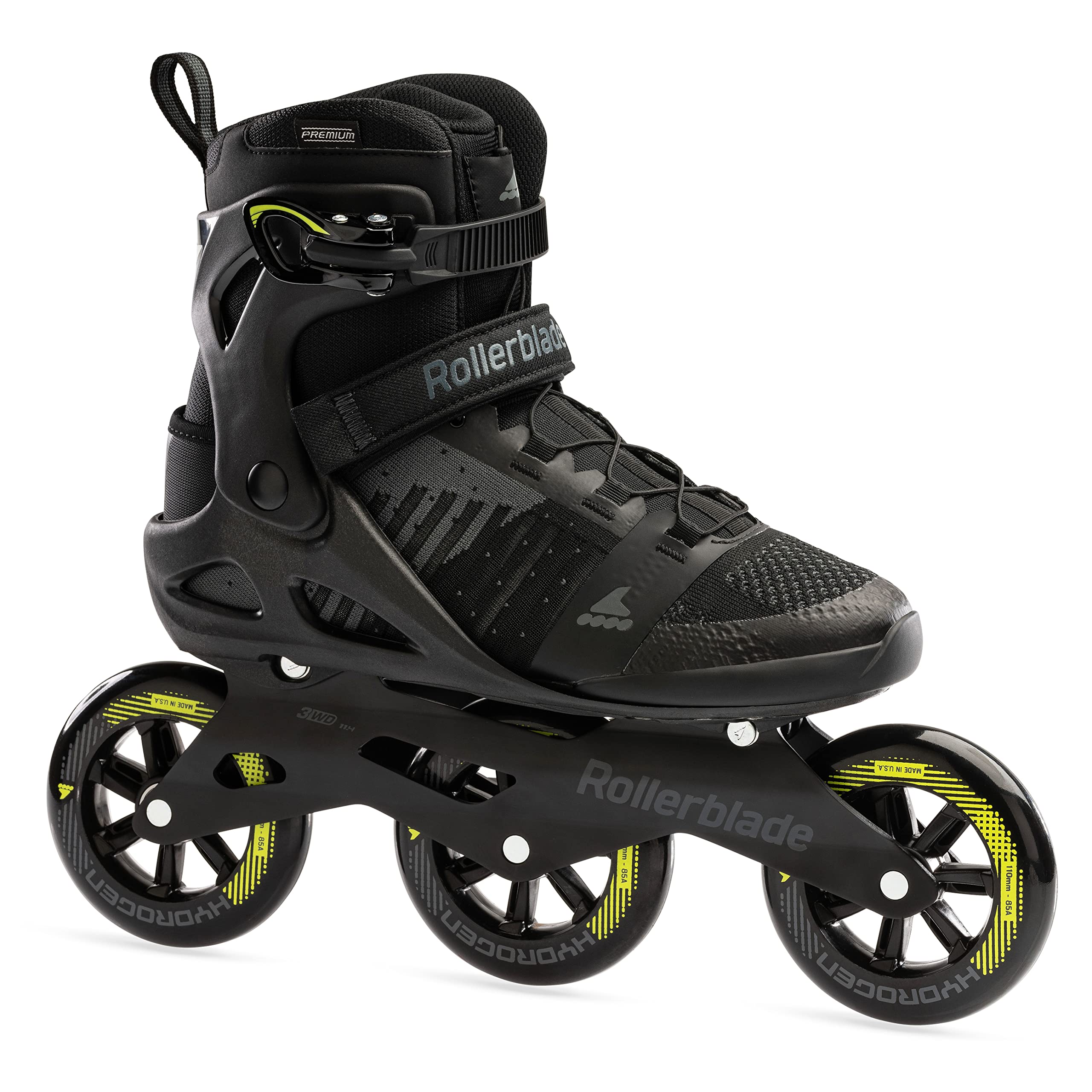 Rollerblade Macroblade 110 3WD Men's Inline Skates for Adults - High-Performance Fitness Skating with Black & Lime Design | Perfect for Outdoor Exercise, Urban Commuting & Recreational Rollerblading