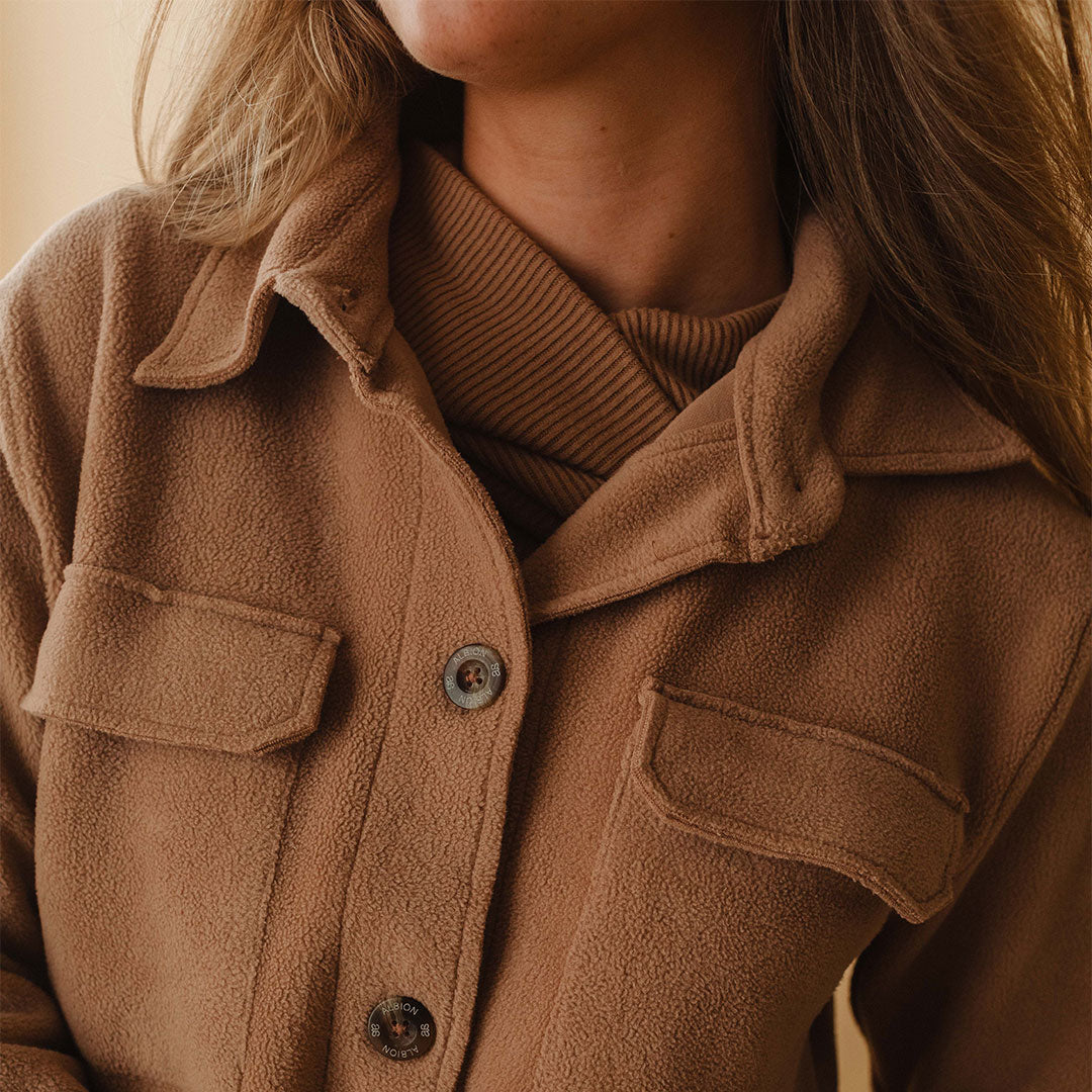 Alpine Fleece Trench Coat for Women - Warm Winter Toffee Brown Outerwear - Perfect for Snowy Weather & Outdoor Adventures