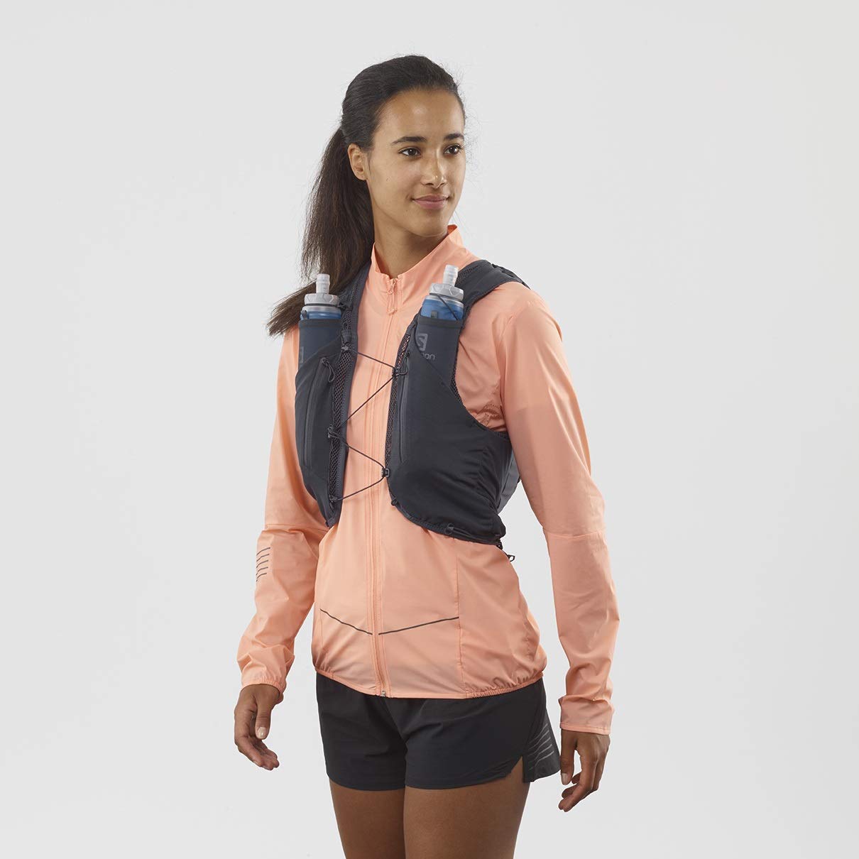 Salomon Advanced Skin 12 Set Unisex Hydration Vest Backpack for Trail Running - Lightweight & Breathable - Ebony, X-Small - Perfect for Long Distance Hiking, Marathon Training & Outdoor Adventures