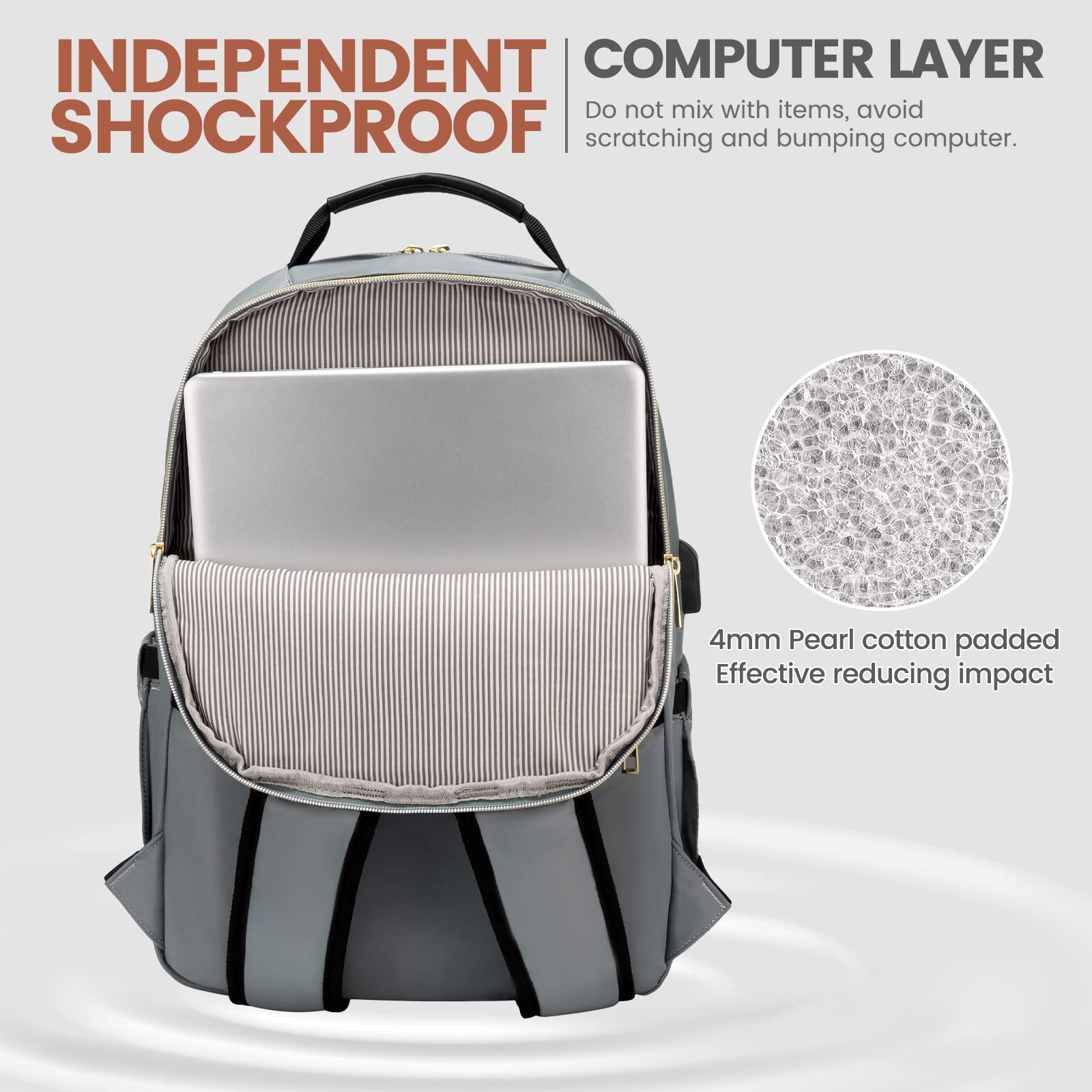 LOVEVOOK 17.3 Inch Laptop Backpack for Women - Stylish Waterproof Travel Backpack with USB Port, Professional Work Bag for Business, College, and Teacher Use, Perfect for Commuting and Daily Carry