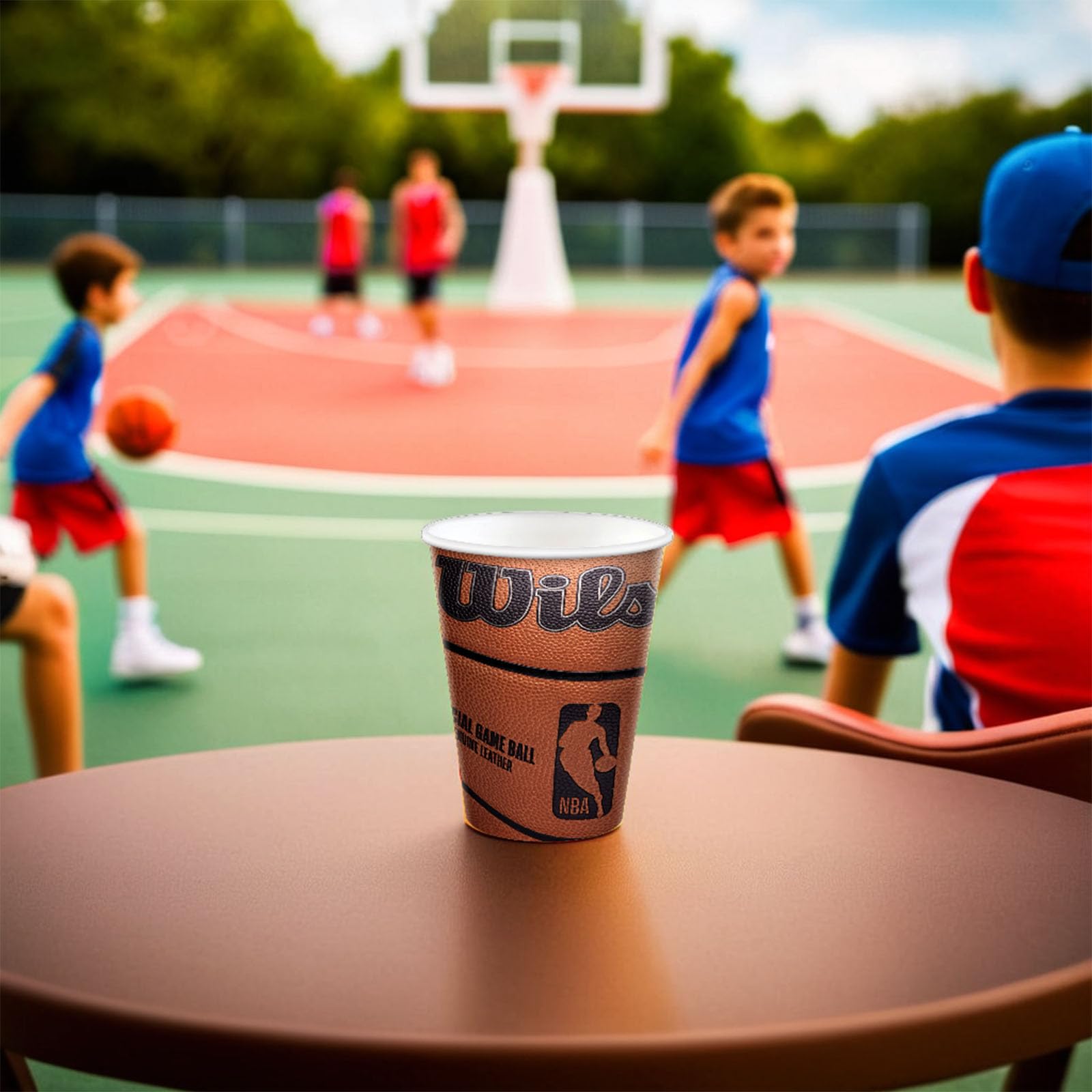 Spalding Basketball Party Cups - 9oz (Pack of 18) | NBA Themed Plastic Drink Cups for Sports Parties, BBQs & Game Nights