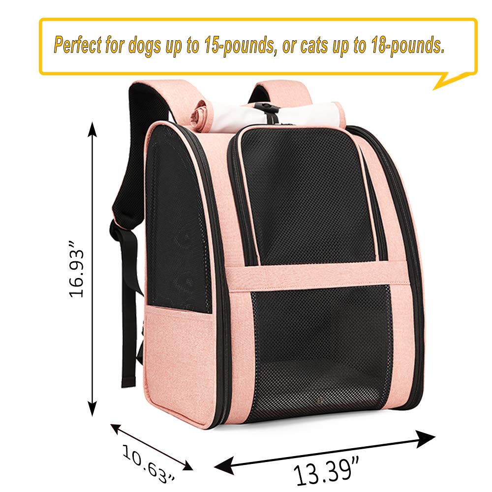 Texsens Pet Carrier Backpack for Small Dogs & Cats - Ventilated Travel Backpack with Safety Straps, Collapsible Design & Window Blind - Perfect for Hiking, Vet Visits, Winter Outings & Airplane Travel