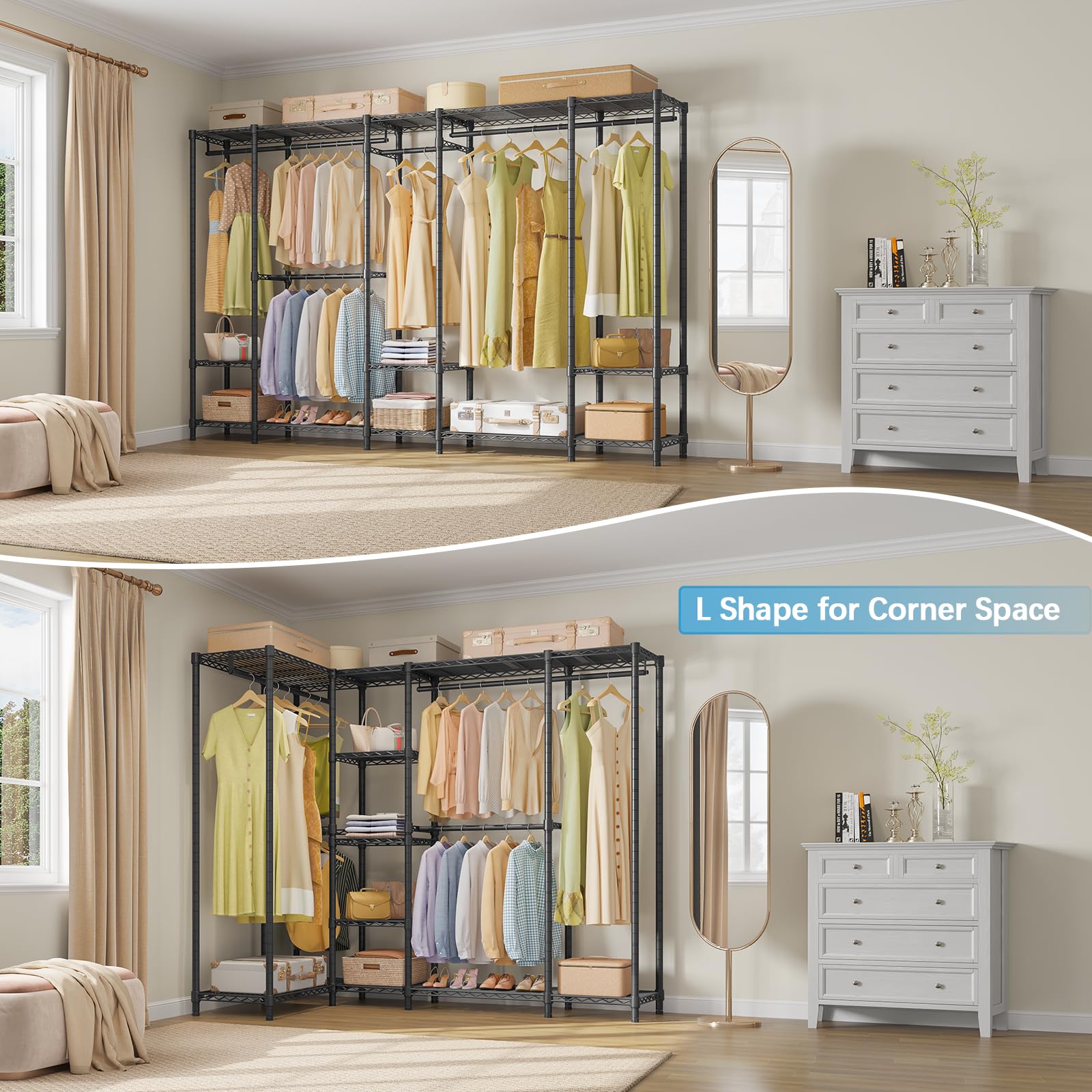 VIPEK V50 Heavy Duty Portable Closet - Extra Large Freestanding Wardrobe with 1300lbs Capacity | Metal Clothing Rack for Bedroom, Closet Organizer & Clothes Storage | Perfect for Apartments, Dorms and Temporary Housing
