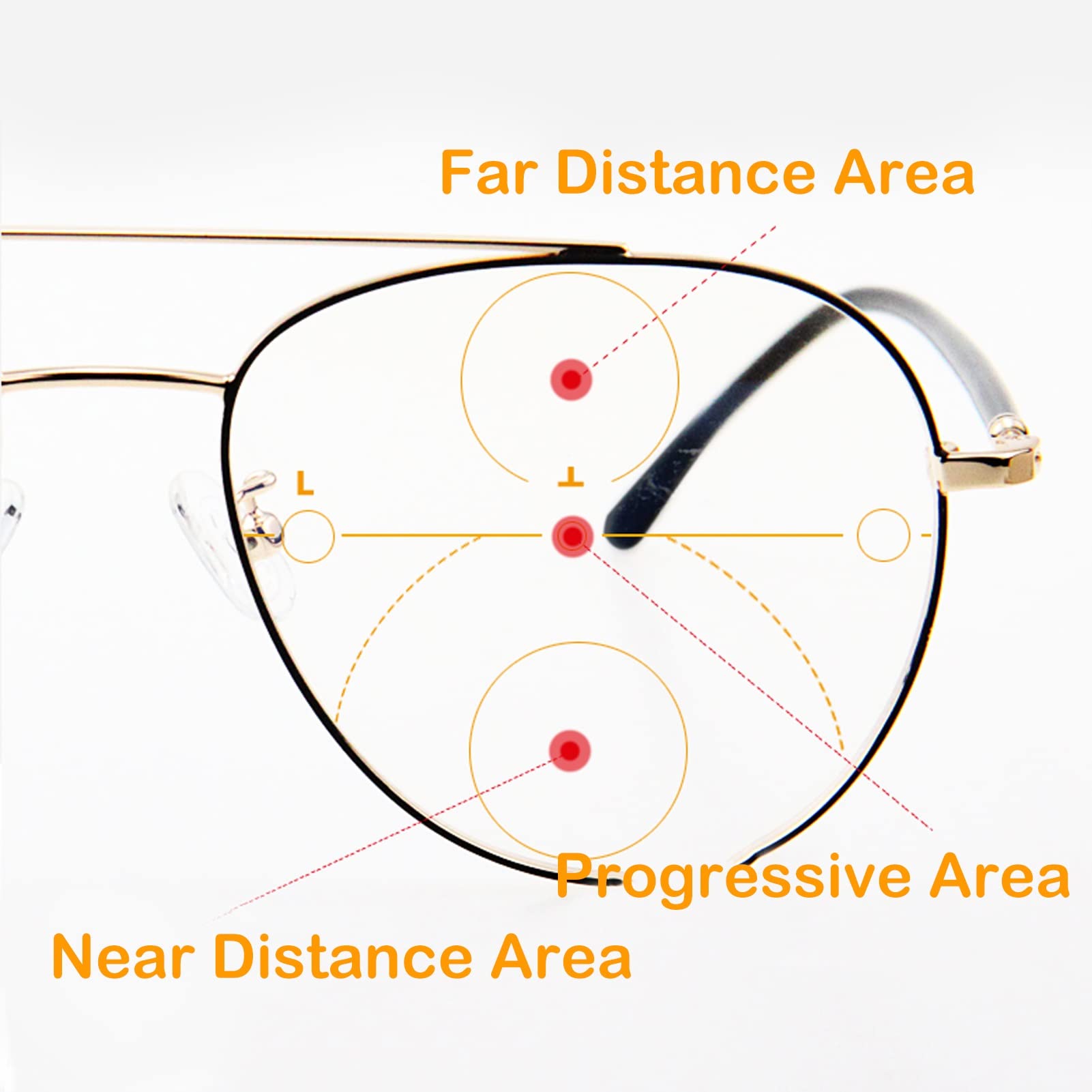 Photochromic Aviator Sunglasses for Men - Stylish Progressive Multifocal Reading Glasses with Large Metal Frame (Gold) - Perfect for Driving, Reading & Outdoor Activities