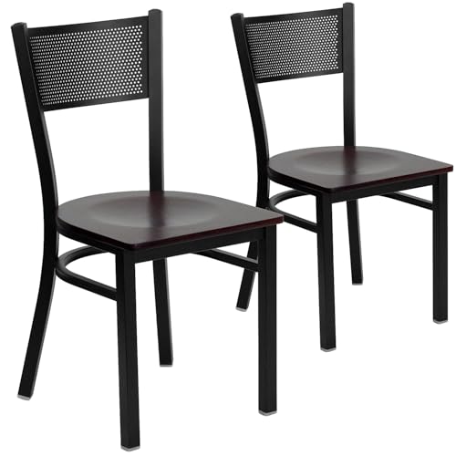 Mahogany Wood Seat/Black Metal Frame