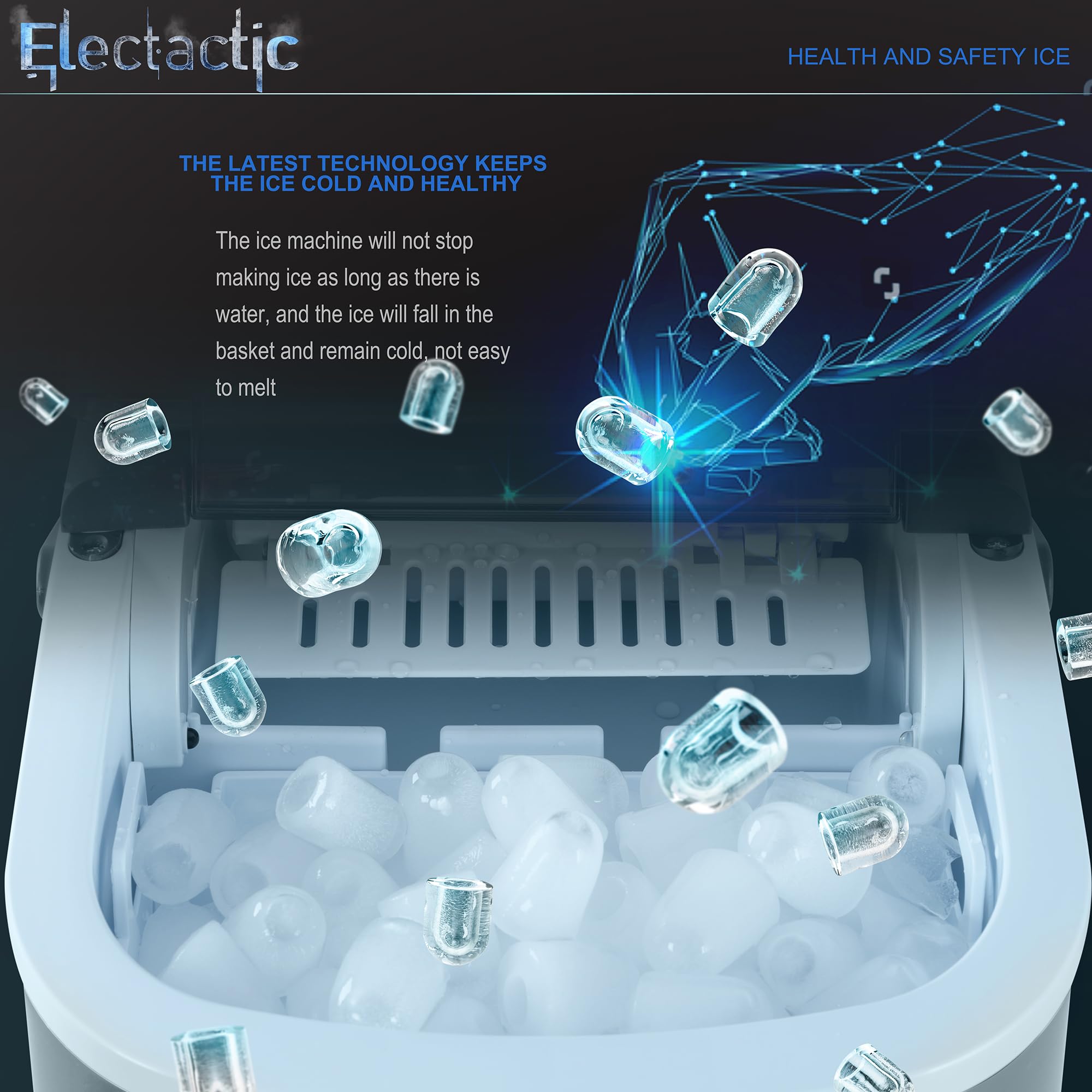 Portable Countertop Ice Maker - 26.6Lbs/Day, 9 Cubes in 8 Minutes, Self-Cleaning with Ice Scoop & Basket - Compact & Efficient for Home, Office, Kitchen (Grey) - Perfect for Parties, Drinks & Small Spaces