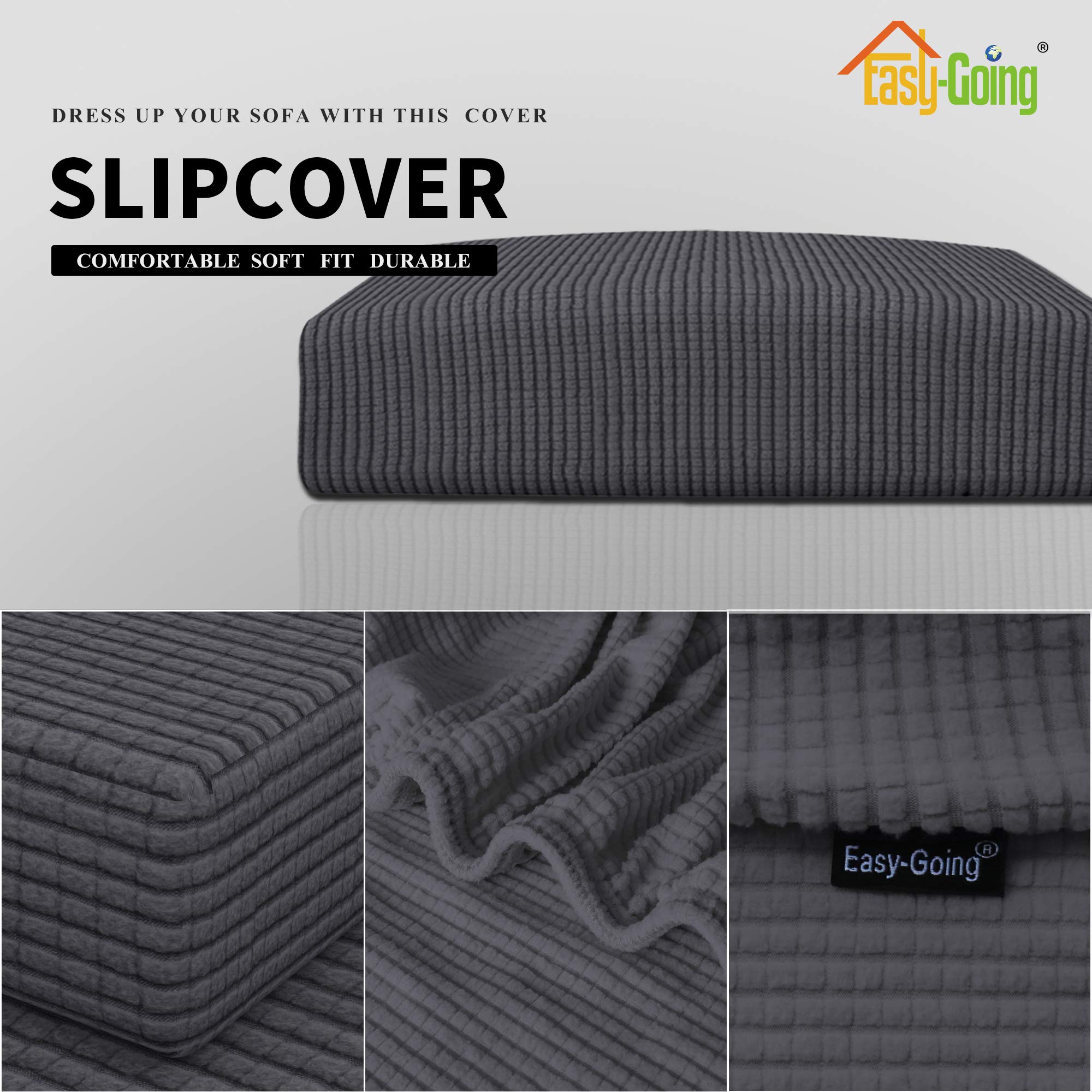 Stretch Loveseat Cushion Cover - Soft Elastic Sofa Slipcover Protector for Furniture (Dark Gray) | Perfect for Living Room, Bedroom & Home Decor