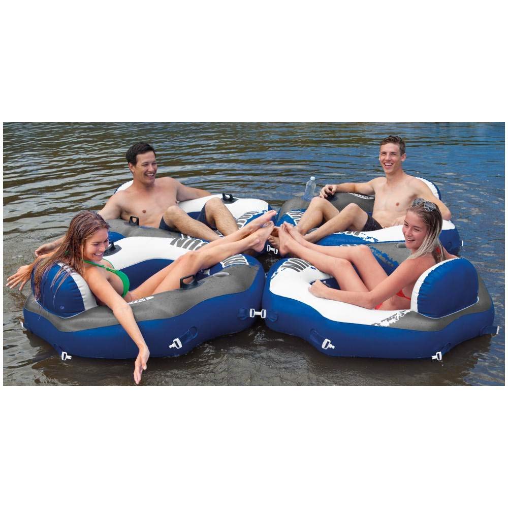 Intex 58854EP River Run Connect Lounge Inflatable Floating Water Tube (7 Pack) - Premium Pool Floats for Adults & Kids, Heavy Duty Vinyl Rafts for Lakes, Rivers & Beach Vacations