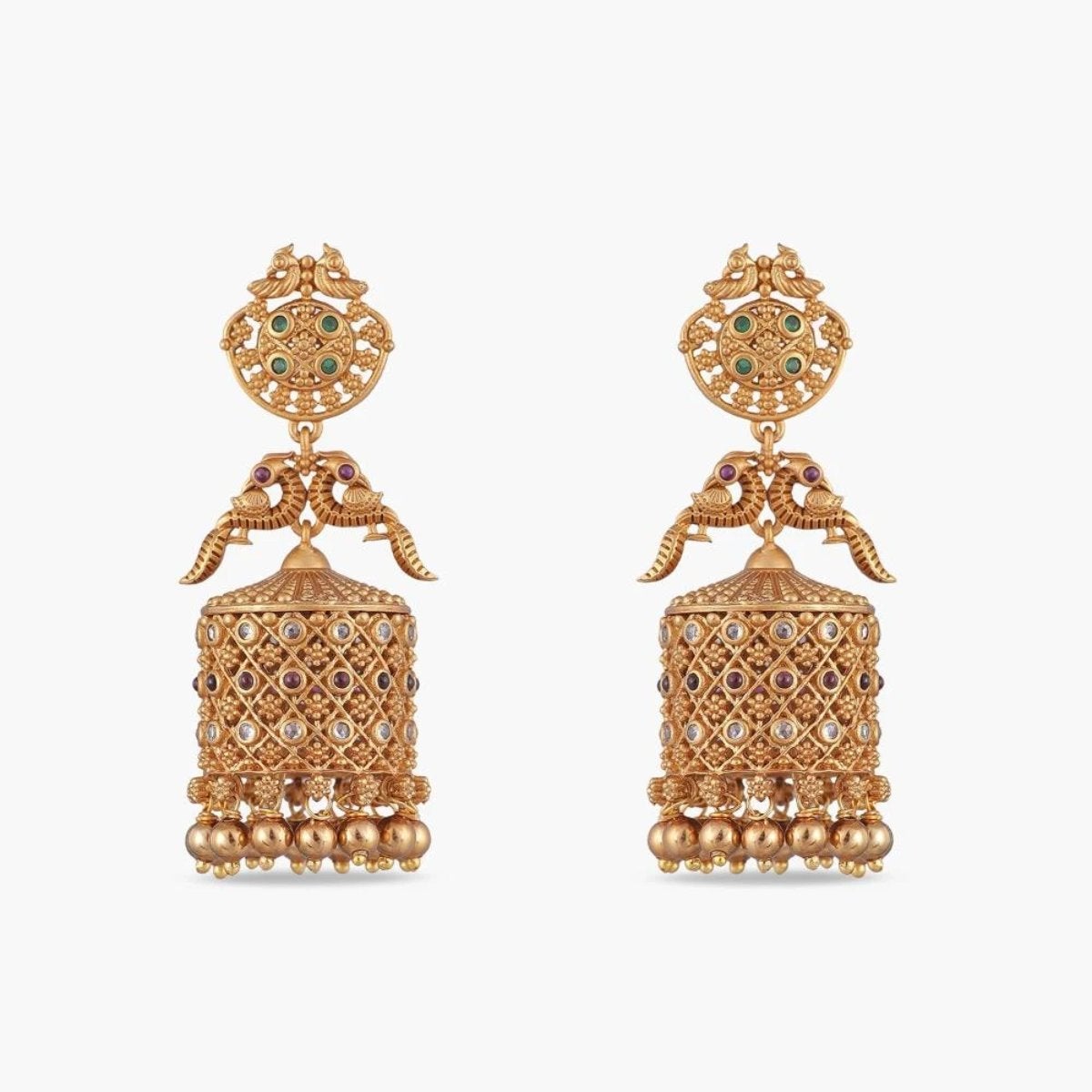Dhvani Antique Jhumka Earrings - Traditional Indian Handmade Jewelry for Women - Perfect for Weddings, Parties & Ethnic Fashion