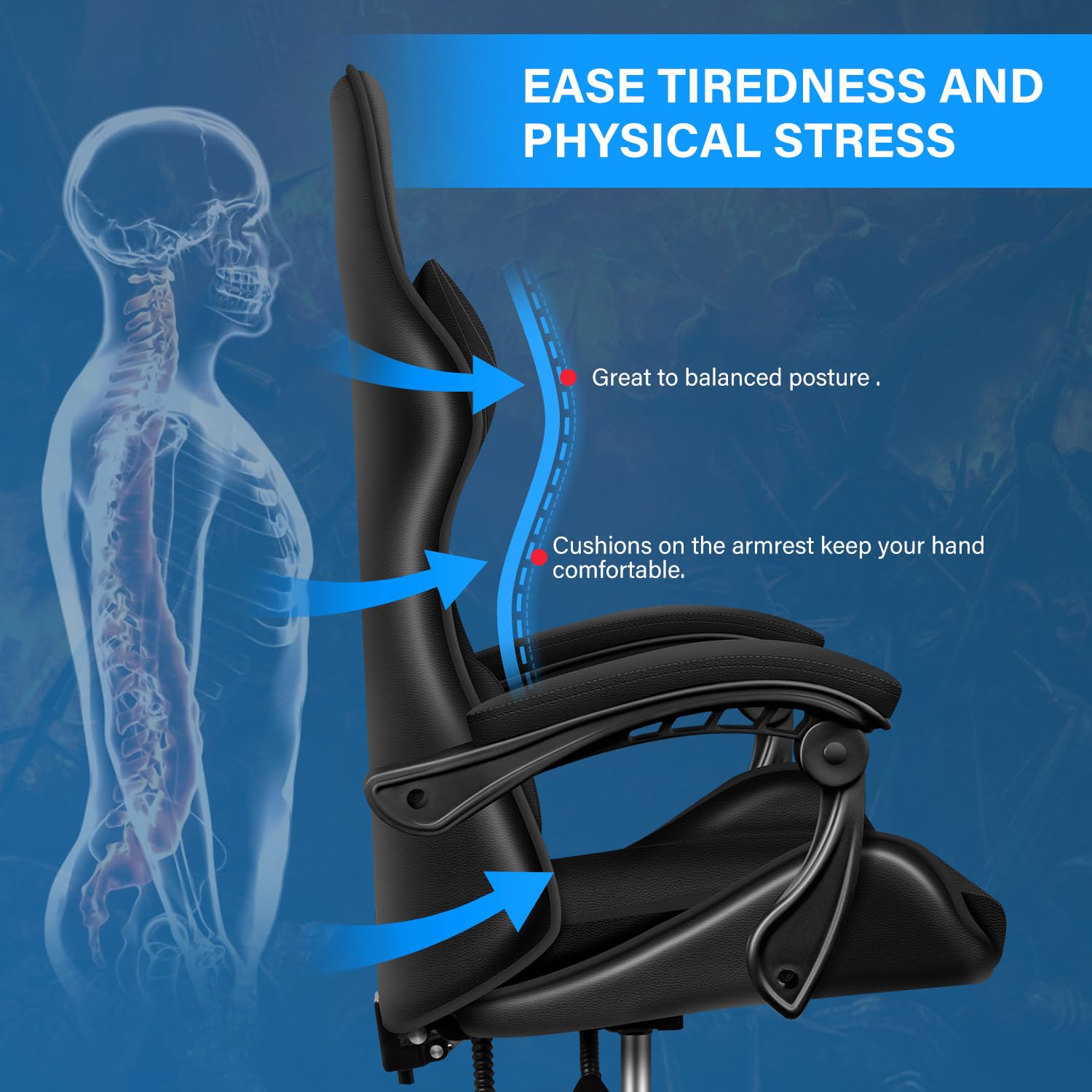 Premium Gaming Chair for Big & Tall Gamers - Ergonomic Racing Style Office Chair with Adjustable Height, Swivel, Headrest & Lumbar Support - Perfect for PC Gaming, Esports & Home Office Workspace