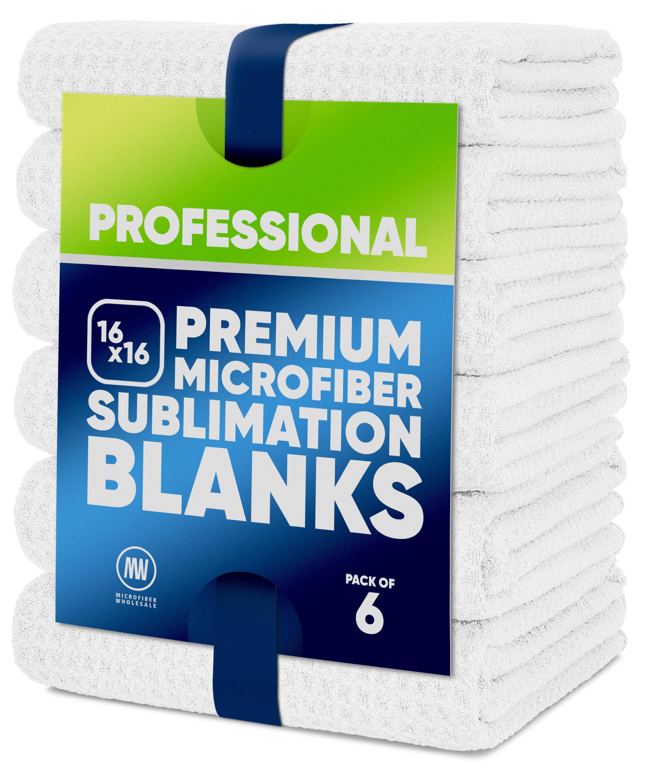 Premium Microfiber Kitchen Towels - Super Absorbent Waffle Weave Dish Cloths (16x16 Inches, Pack of 6) - Durable Polyester Sublimation Blanks for Cooking, Cleaning & Home Decor
