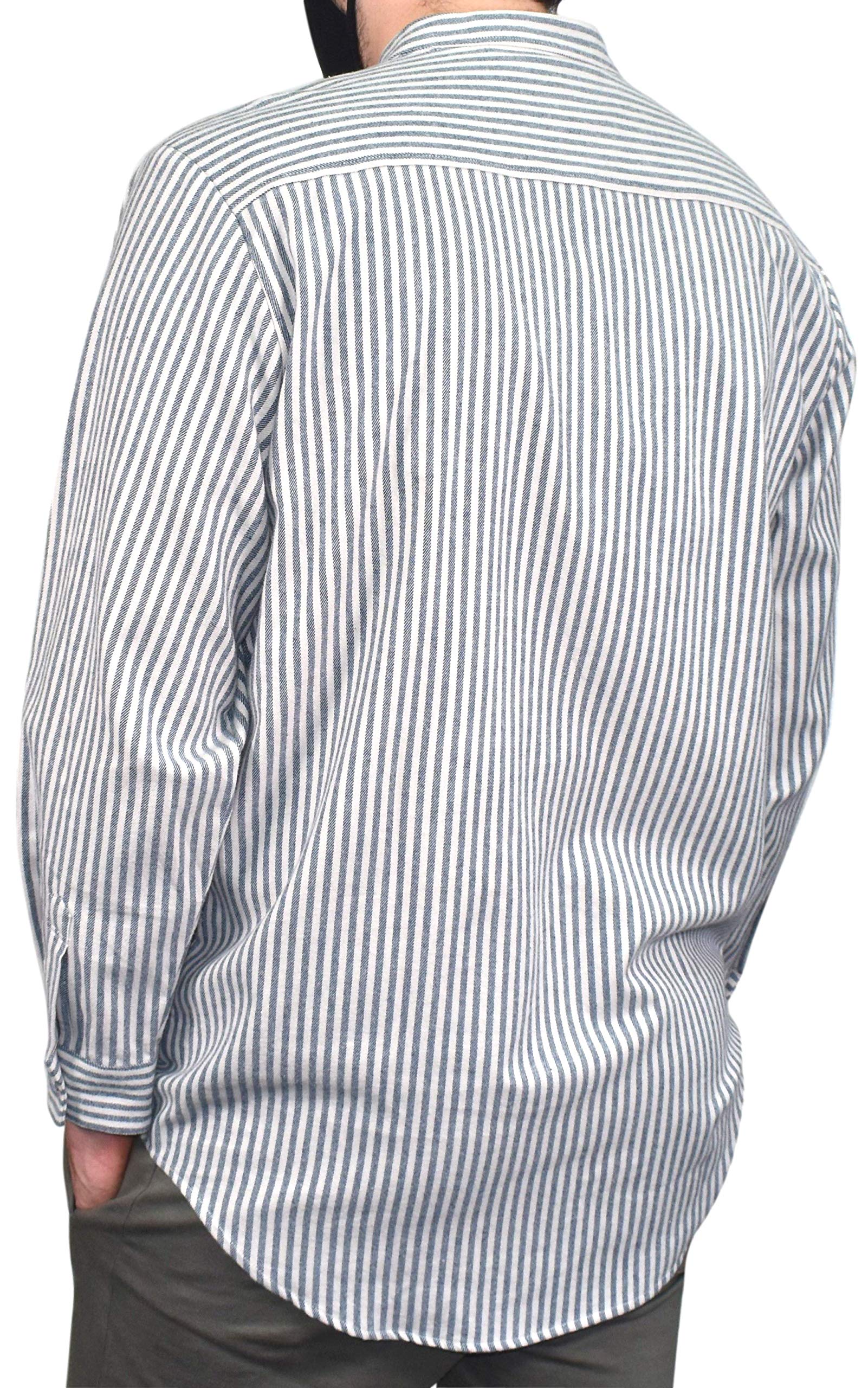Men's Classic Flannel Cotton Grandfather Shirt - Vintage Plaid Button-Up for Casual Wear, Outdoor Activities & Cozy Loungewear