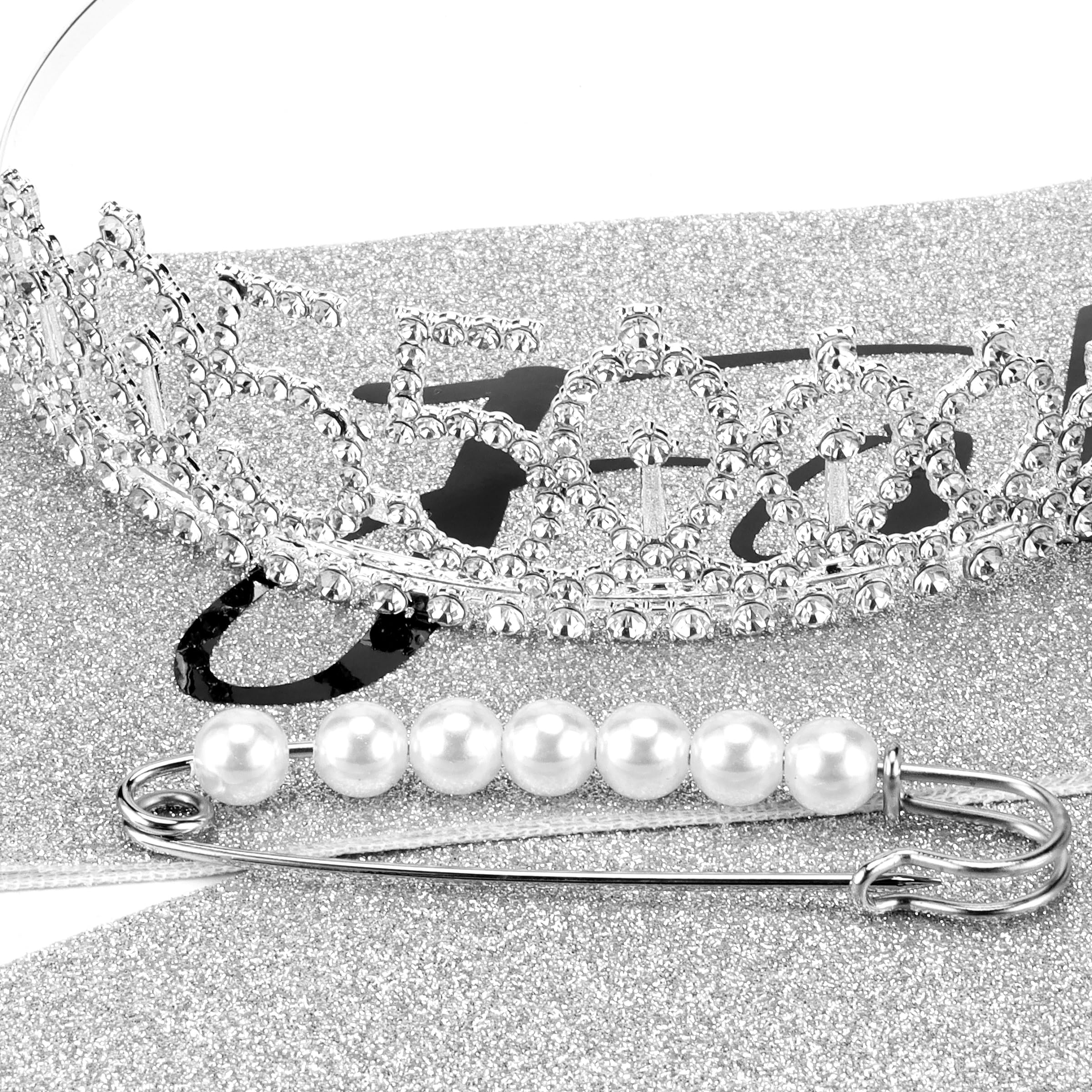 55th Birthday Sash & Tiara Set - Elegant Silver Birthday Crown for Women - Perfect 55th Birthday Gift & Party Decorations - Great for Milestone Celebrations, Birthday Parties & Photo Shoots