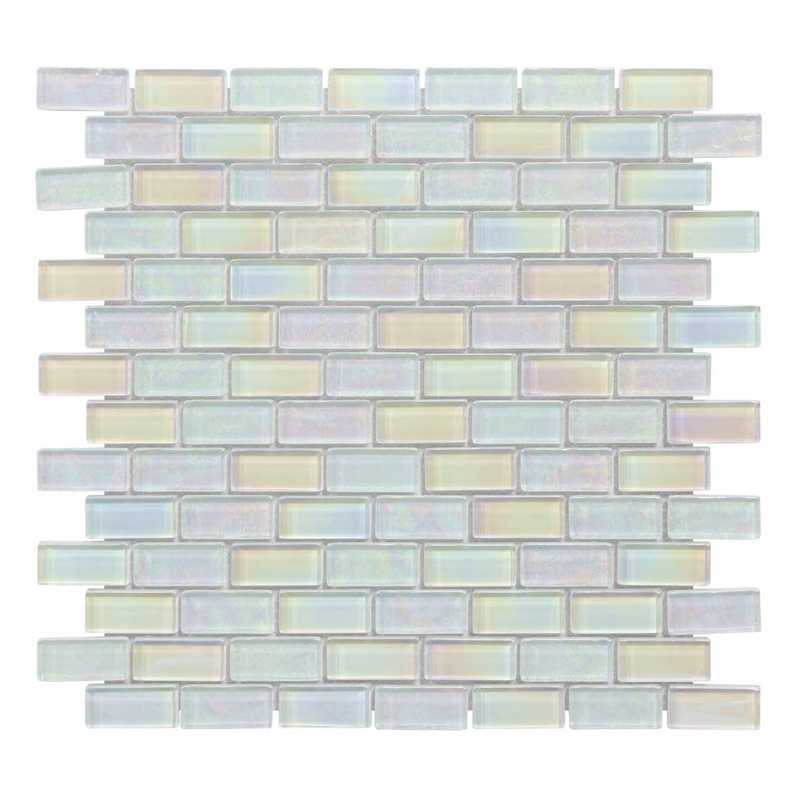 Iridescent Glass Tile White 1x2 - Reflective Mosaic for Backsplash, Bathroom & Kitchen Decor - Perfect for DIY Home Renovation Projects