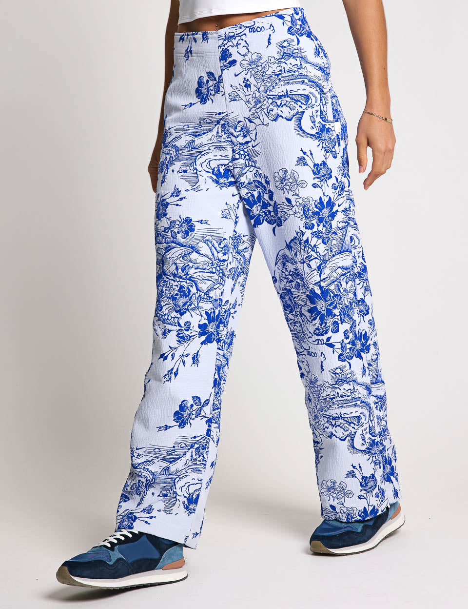 Premium Jacquard Sportswear Track Pants for Men & Women - White/Hyper Royal - Comfortable Workout & Lounge Pants for Gym, Running, Yoga & Casual Wear