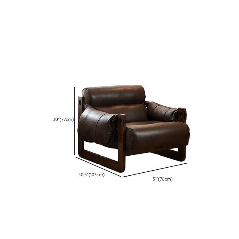 Minimalist Solid Color Espresso Arm Chair with Tight Back & Armrests - Perfect for Living Room, Office & Reading Nook
