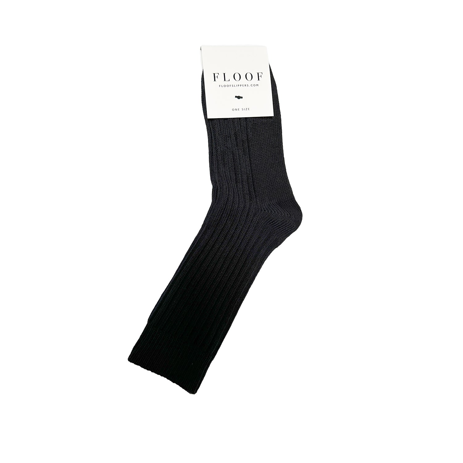 FLOOF Black Ribbed Tube Socks for Women & Men - Comfortable Stretchy Casual Crew Socks for Everyday Wear, Workout, and Sports