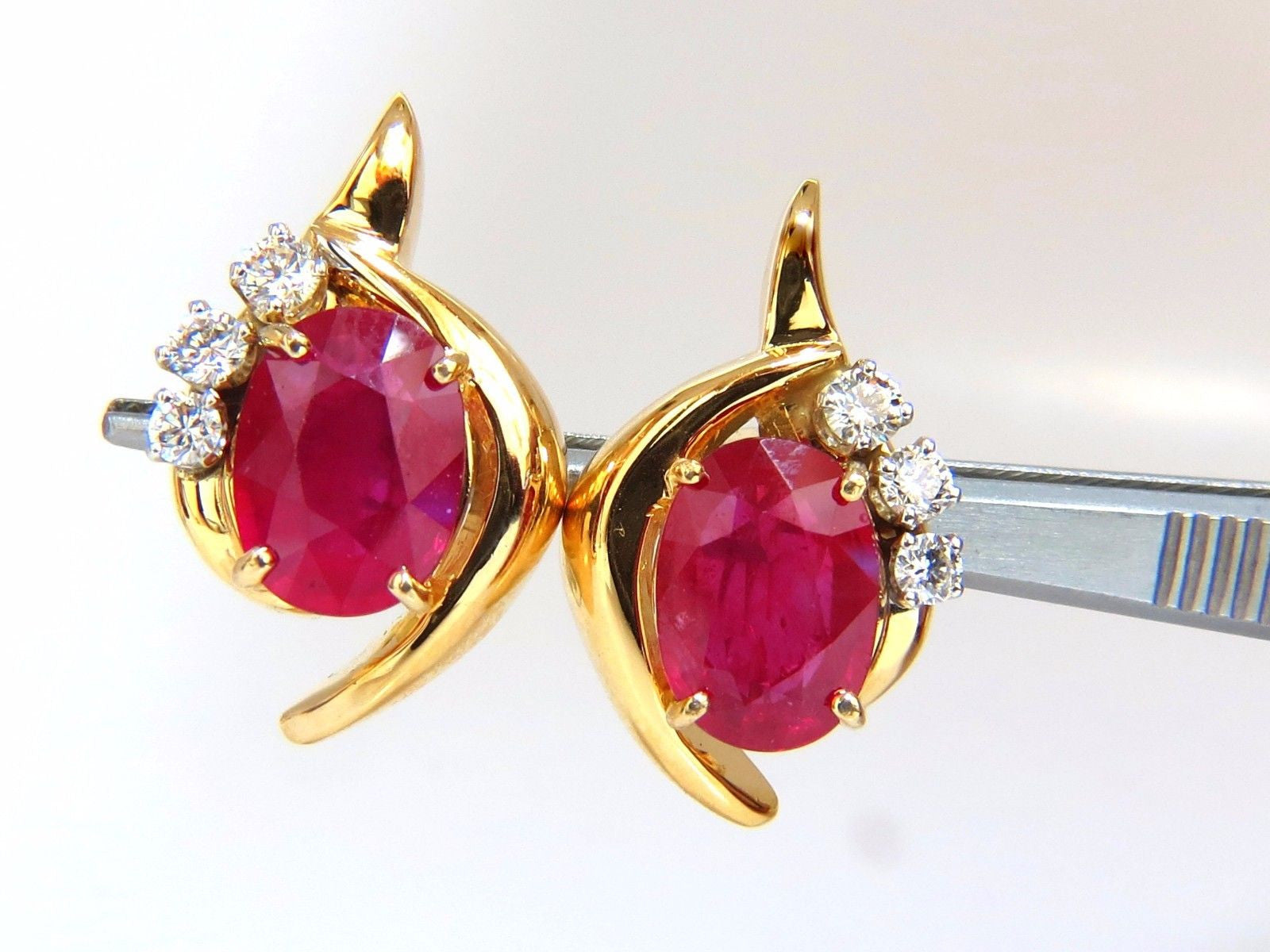 13.00ct Natural Ruby & Diamond Earrings in 14K Gold - Clarity Enhanced Gemstone Jewelry for Women - Perfect for Weddings, Anniversaries & Special Occasions
