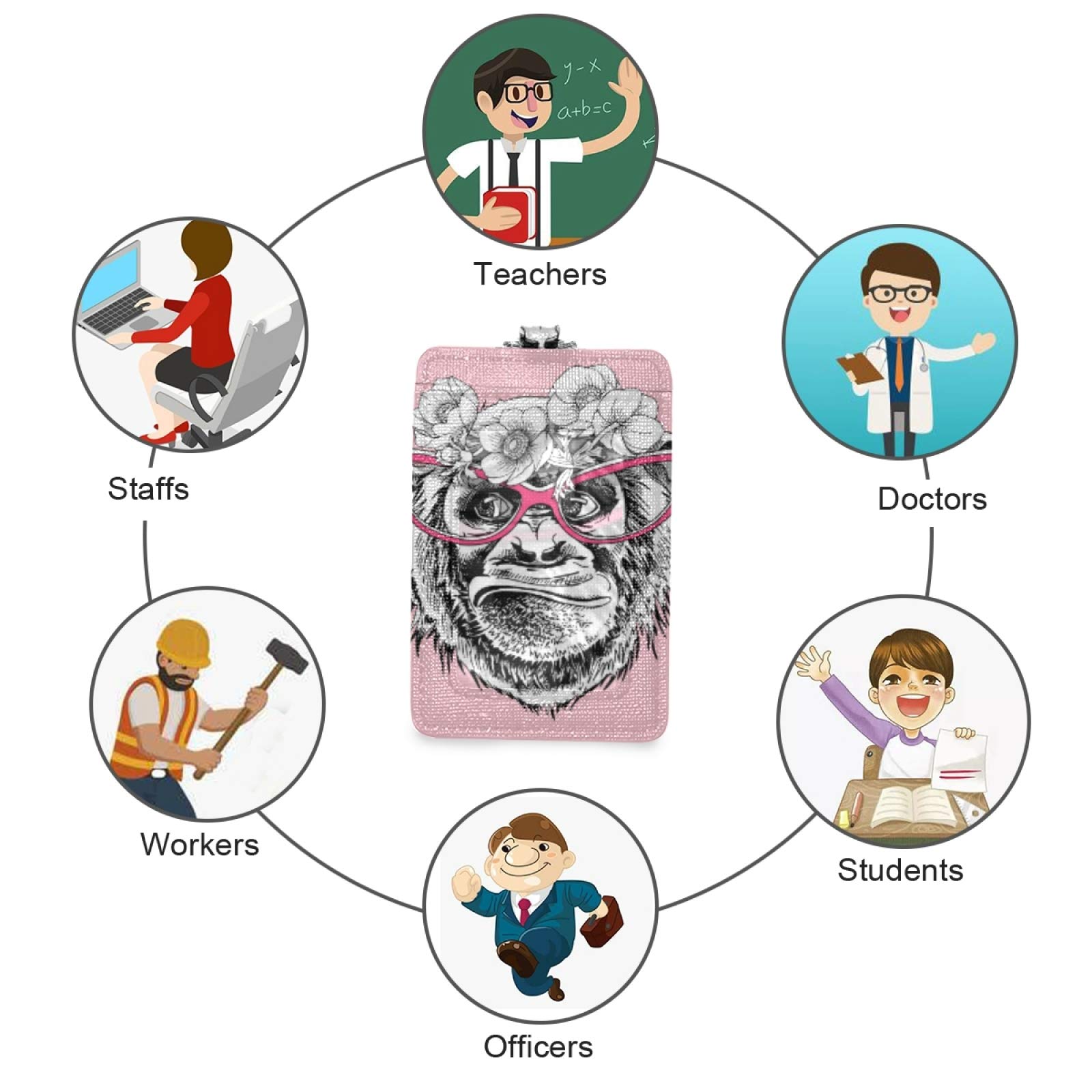 Funny Monkey ID Badge Holder with Lanyard - Office & School Staff Use