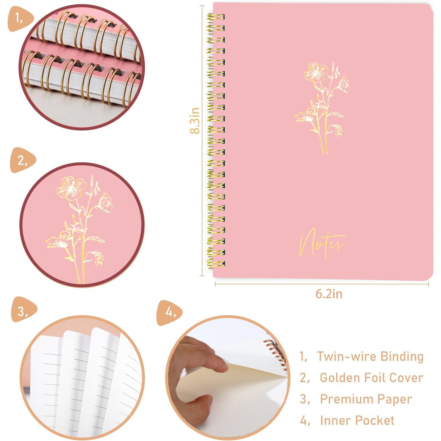 Aesthetic Spiral Notebook for Women - 8