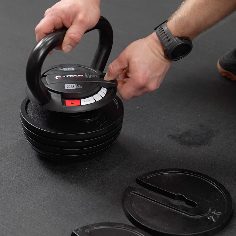 20 LB Adjustable Kettlebell for Home Gym - Scratch and Dent Discount - Perfect for Strength Training, CrossFit & HIIT Workouts