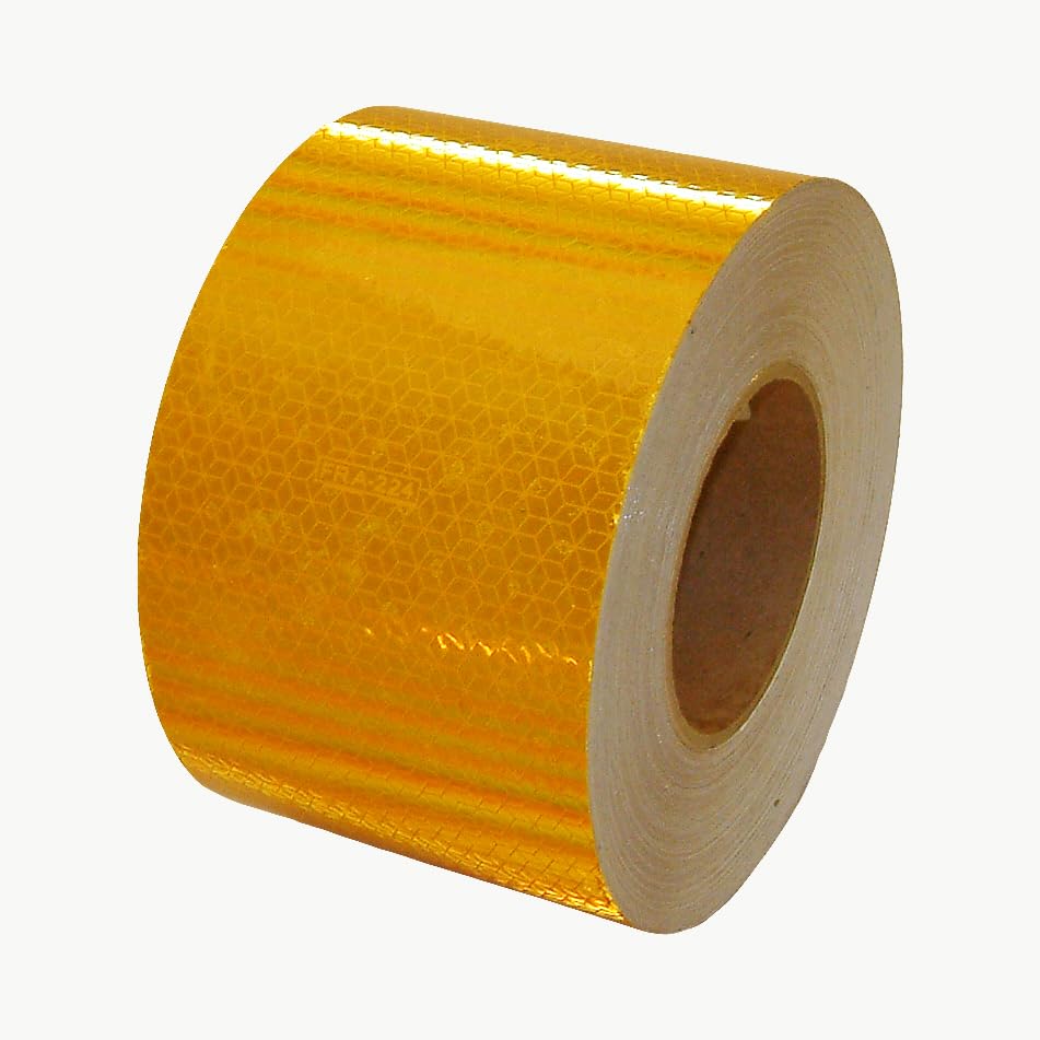 Oralite R99 Rail Microprismatic Retroreflective Safety Tape - 4 Inch x 50 Yard Yellow Reflective Tape for High Visibility, Industrial & Railroad Applications - Perfect for Safety Marking on Trucks, Trailers, and Construction Equipment
