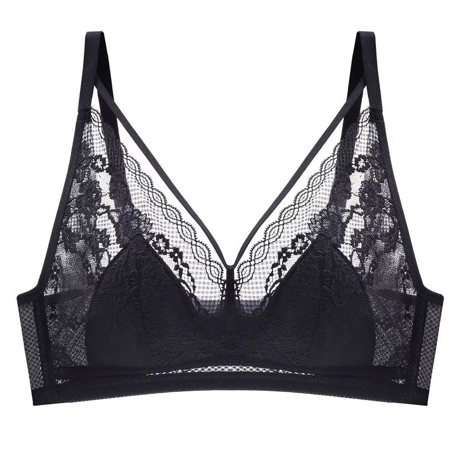 MEIFXIH Women's Lace Bralette - Sexy Sheer Wireless Bra No Padding, Comfortable Wirefree Bralette for Everyday Wear, Sleep & Lounge