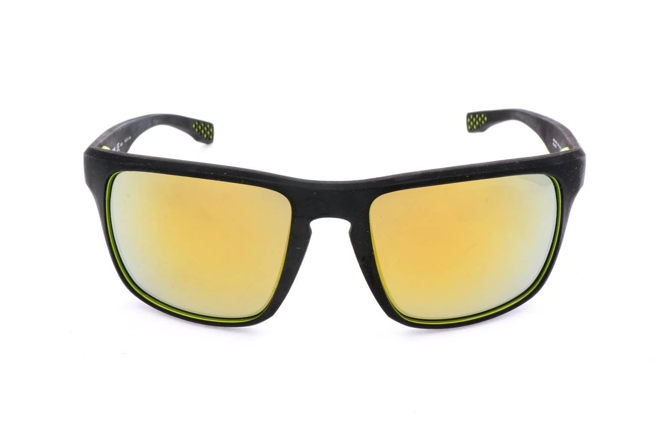 BOSS by Hugo Boss Men's 0800/S Rectangular Polarized Sunglasses - Black/Yellow & Brown/Yellow Rubber Frame (58mm) | UV Protection for Driving, Outdoor Sports & Fashion