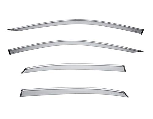 Premium Tape-On Chrome Trim Side Rain Guard Window Visors Deflectors for 2019-2023 Audi A8L - WellVisors Replacement (3-847AU008) - Enhance Comfort & Style in Rainy Weather
