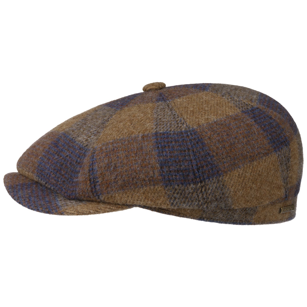Stetson Hatteras Ankeny Wool Check Flat Cap for Men - Classic Winter Hat for Outdoor Activities & Casual Wear