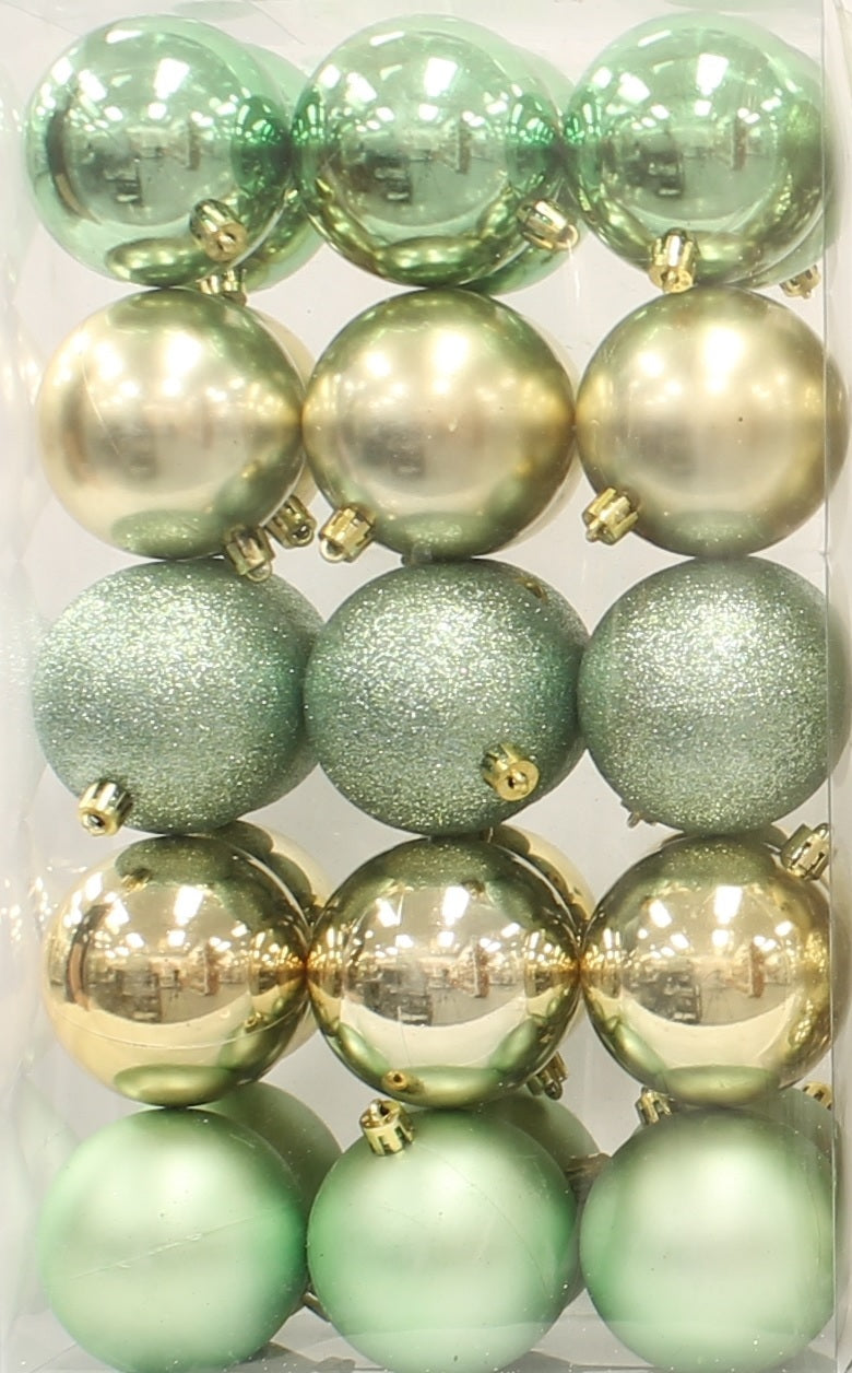 30 Pack of 70MM Christmas Tree Ornaments - Gold, Green & White Holiday Decorations for Xmas Tree, Home, Office & Party Decor