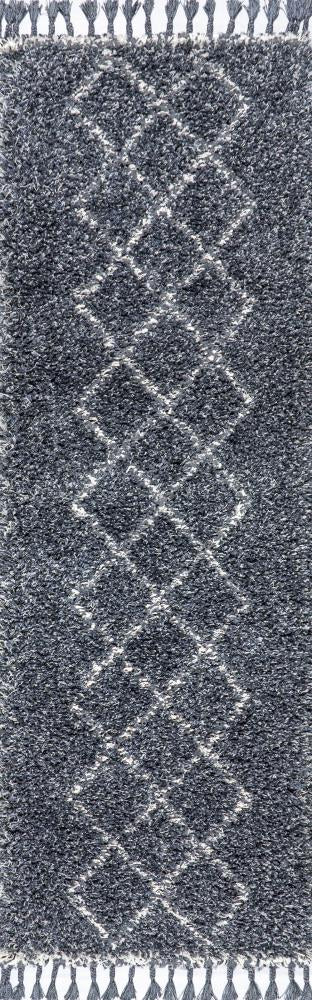 Premium Mercer Shag Plush Tassel Moroccan Tribal Geometric Trellis Area Rug - Soft & Luxurious Living Room, Bedroom Carpet for Home Decor
