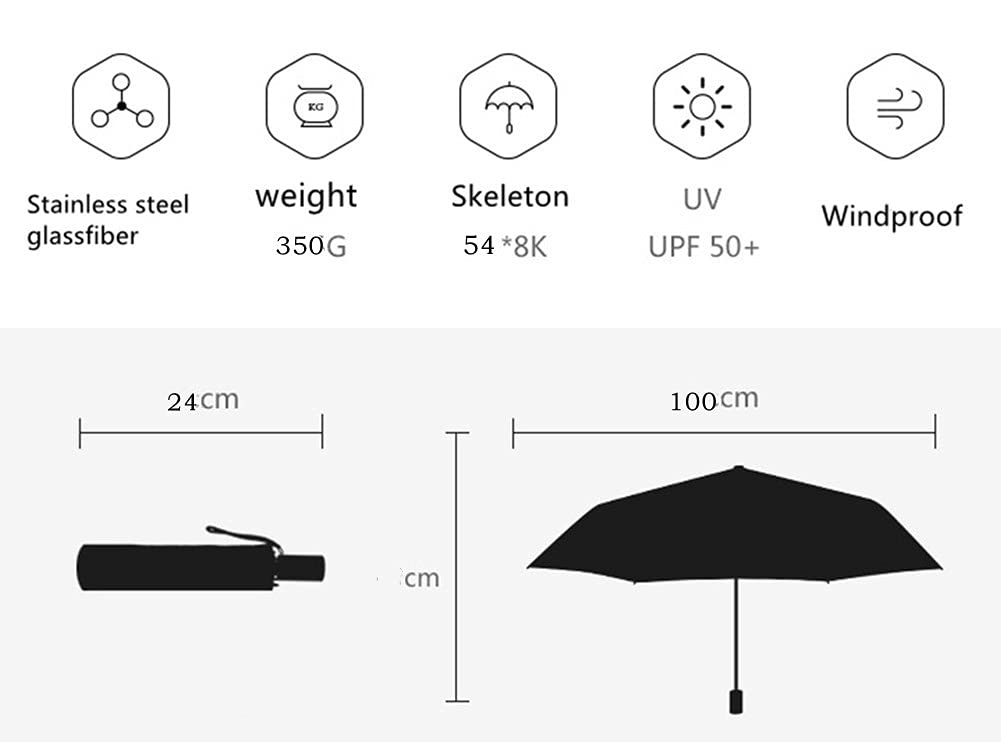 Compact Auto Folding Umbrella - Sun & Rain Windproof for Women Men - Outdoor Travel