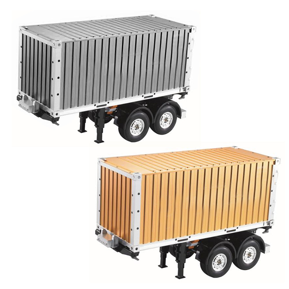1/14 Scale Metal 2-Axle 20ft Container Trailer for RC Tractor Truck - DIY Remote Controlled Model Car Accessory | Perfect for Hobbyists, Collectors & RC Enthusiasts (Great for Racing, Off-Roading & Display)