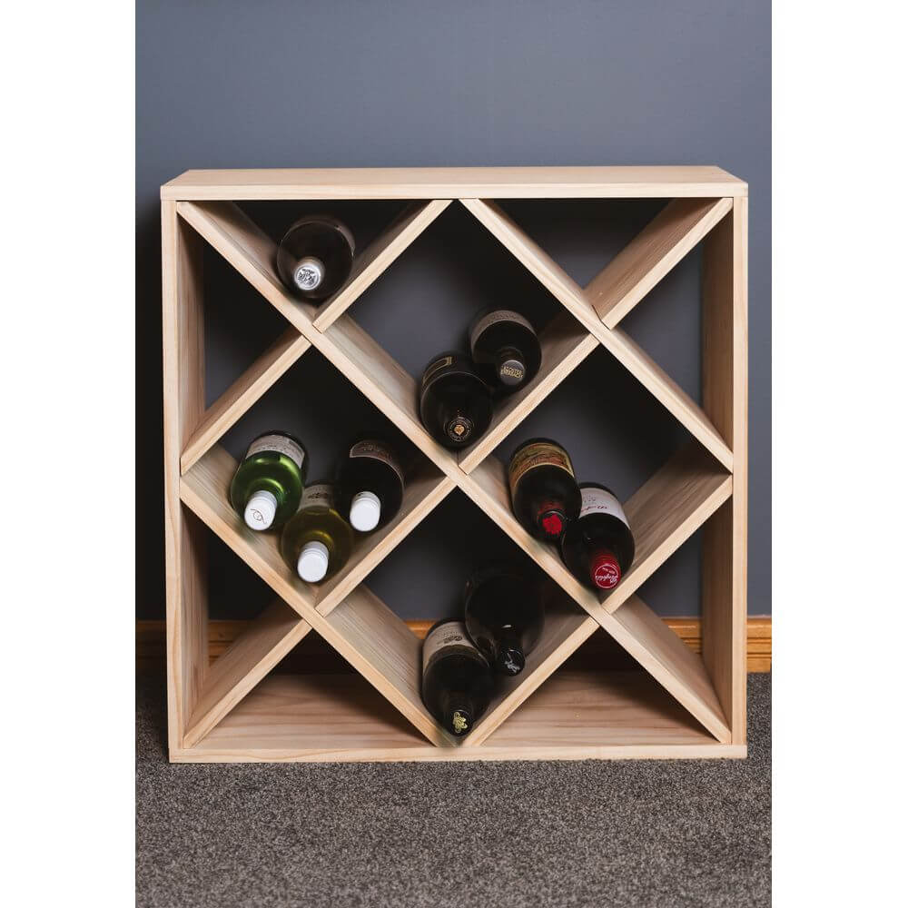 Florence 12-Section Pine Wood Wine Rack - Sturdy Storage for Wine Bottles, Perfect for Home Bar, Kitchen, or Cellar Organization