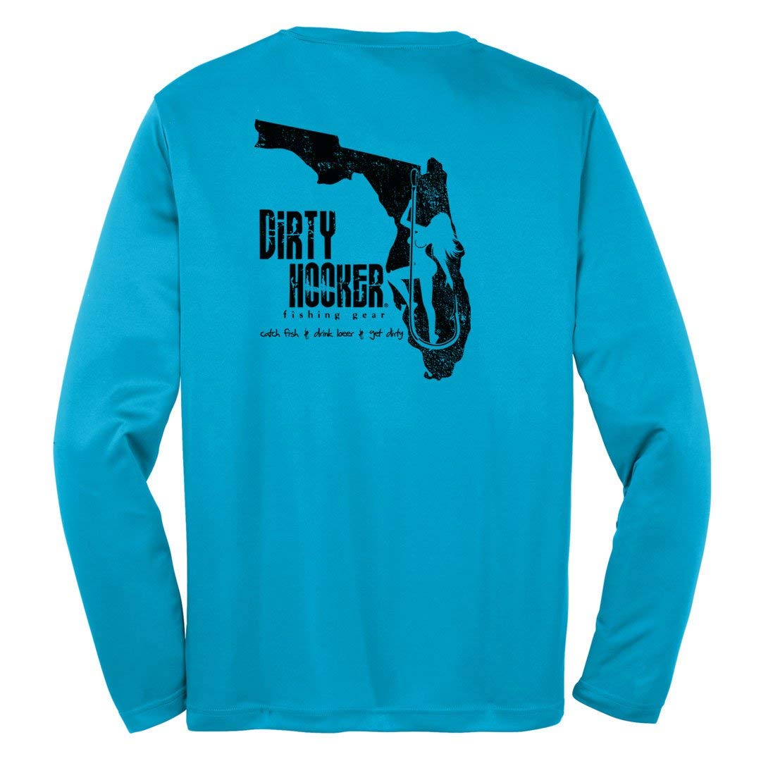 Dirty Hooker Fishing Gear - Long Sleeve Dryfit Performance Shirt with Florida Logo - Perfect for Saltwater Fishing, Boating & Outdoor Adventures