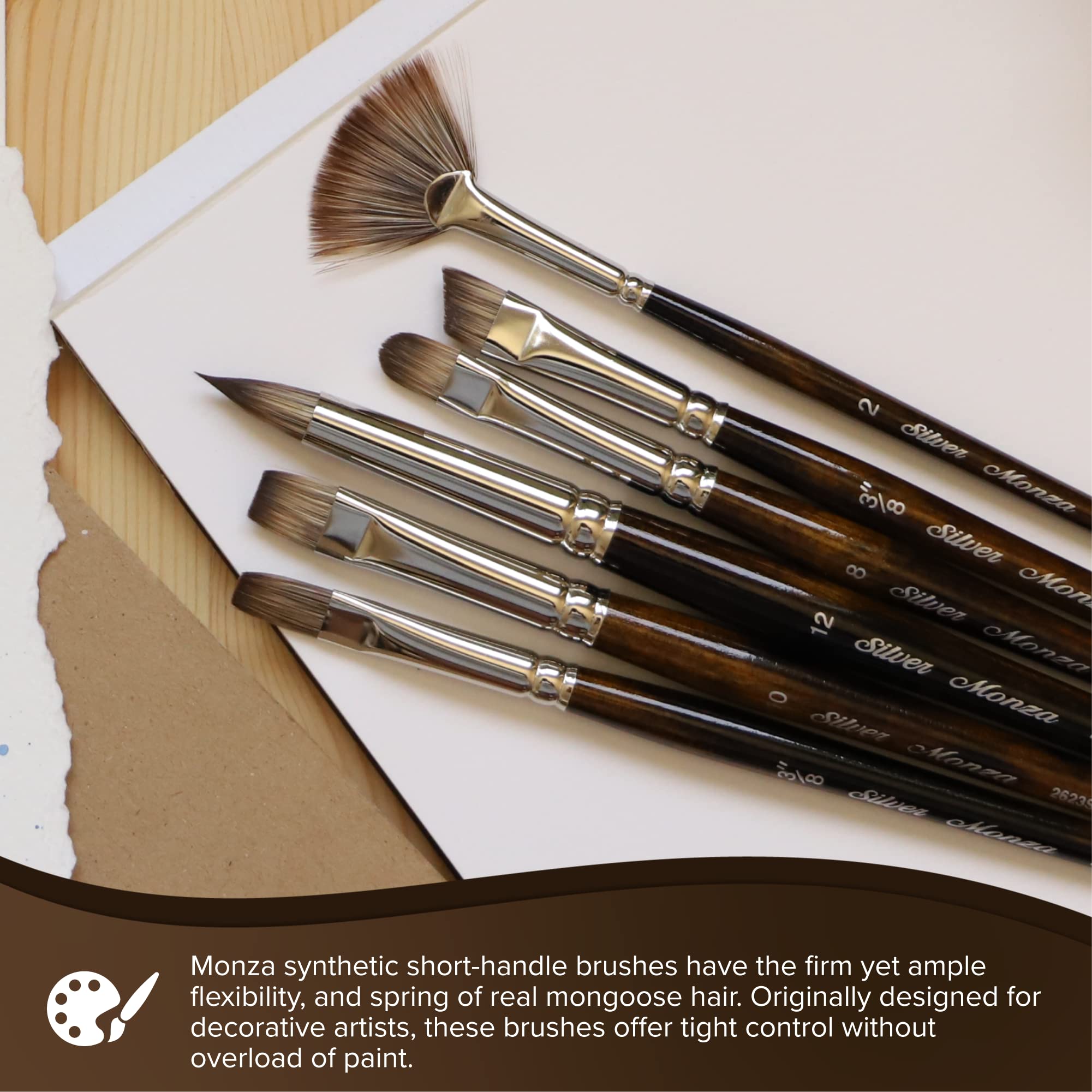 Silver Brush Limited 2629S-6 Monza Short Round Paintbrush - Professional Oil, Acrylic & Heavy Body Paint Brush with Short Handle (Size 6) - Perfect for Canvas Painting, Miniature Art & Detailed Work