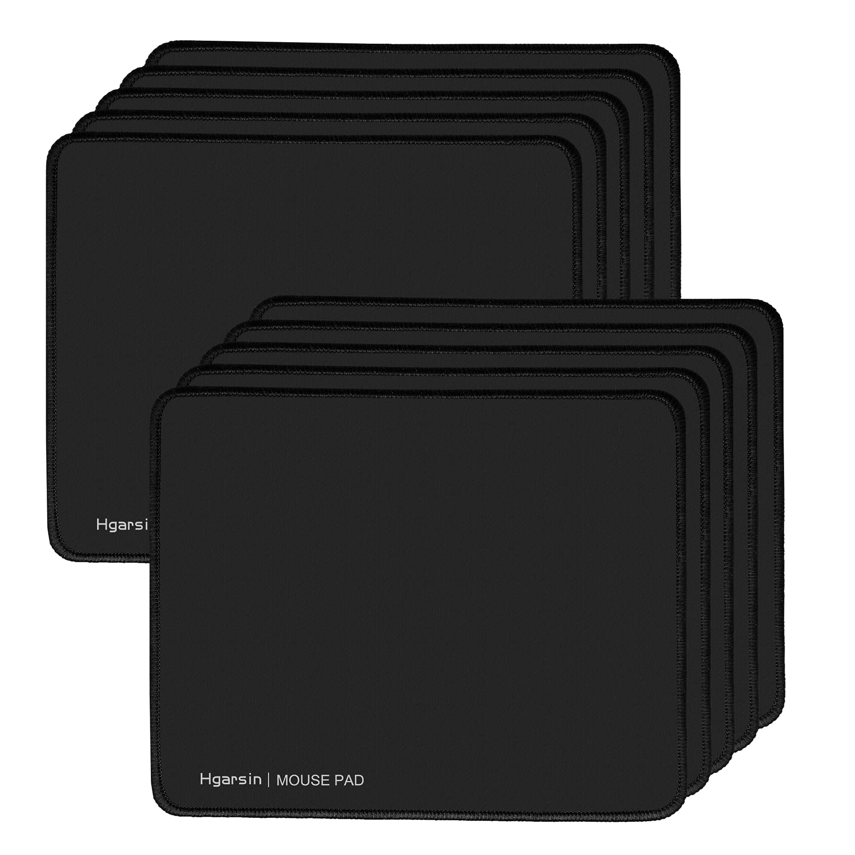 10 Pack Hgarsin Non-Slip Mouse Pad Set - 10.3x8.3 Inch Smooth Surface Gaming Mousepad with Stitched Edges & Rubber Base for Laptop, PC, Home Office, Workstation - Perfect for Gaming, Typing, and Daily Computer Use (Black)