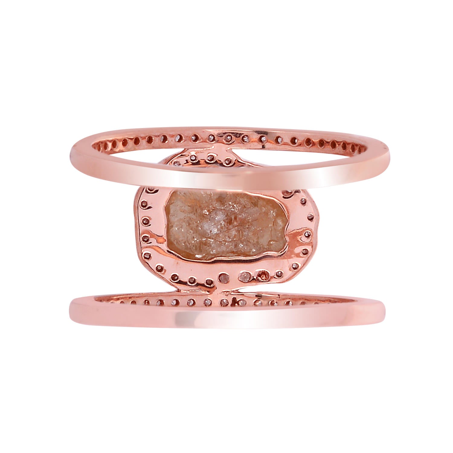 18K Rose Gold Handmade Elegant Diamond Ring for Women | Sparkling Uneven Ice Design | Perfect for Weddings, Anniversaries & Special Occasions