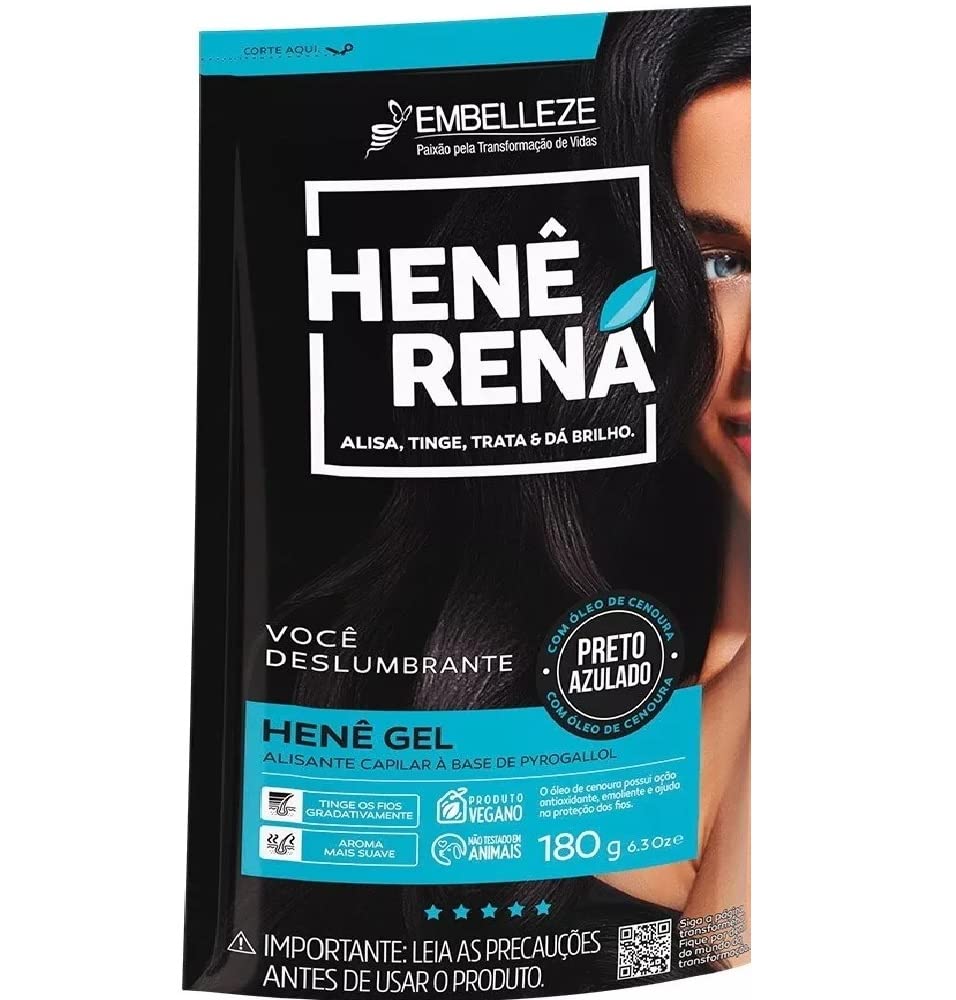 Embellèze Rená Henê Black Blue Hair Dye - 180g x 12 Pack | Permanent Hair Color for Women & Men | Salon-Quality at Home | Perfect for Dark Hair Coverage & Vibrant Color Transformation