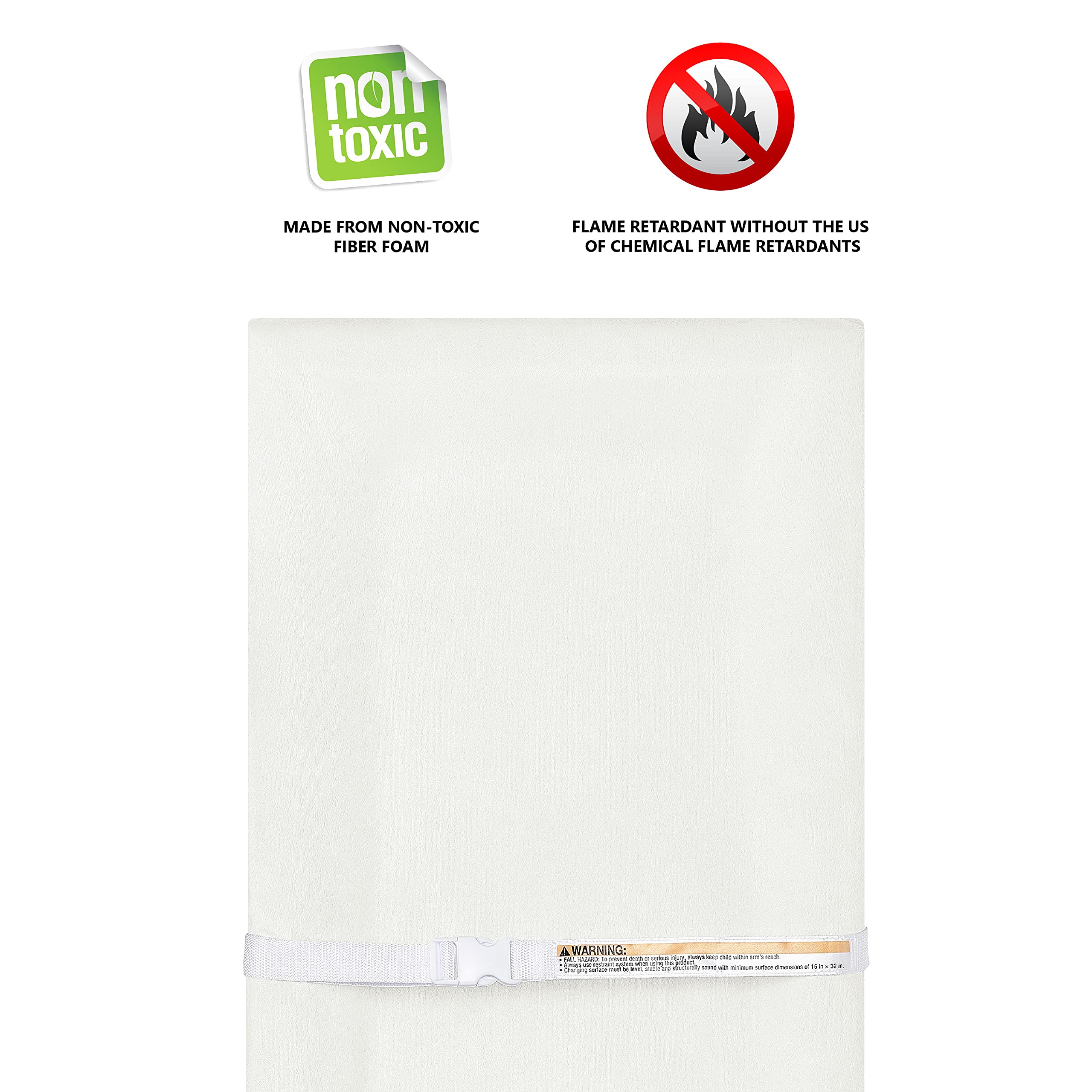 Evolur 3-Sided Contour Changing Pad with 2 Soft Cotton Covers - Waterproof Baby Diaper Changing Station for Nursery, Daycare & Travel
