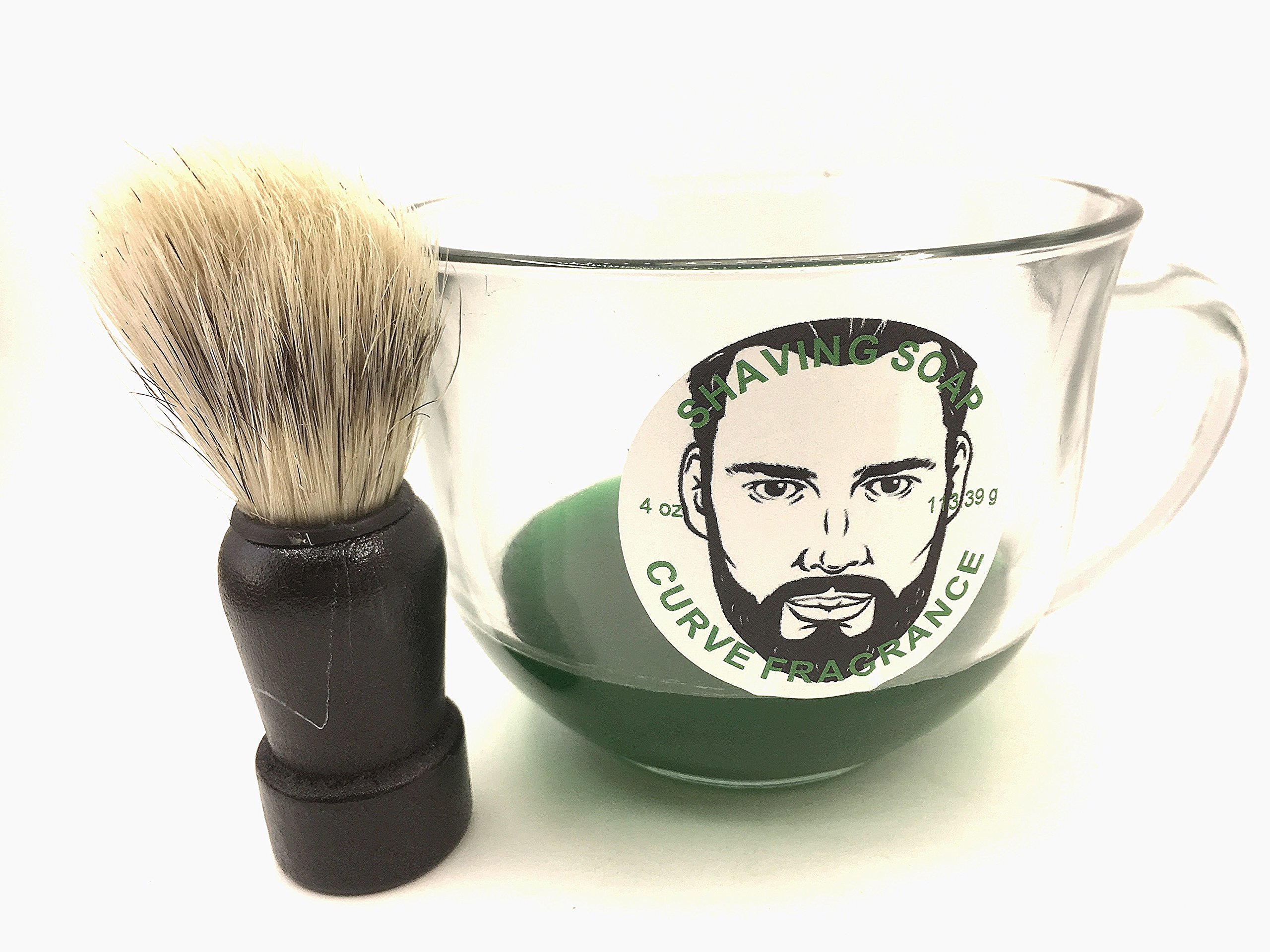 Premium Shaving Soap & Brush Set - 4oz Curve Type with Fragrance for Men - Perfect for Wet Shaving & Grooming Gifts