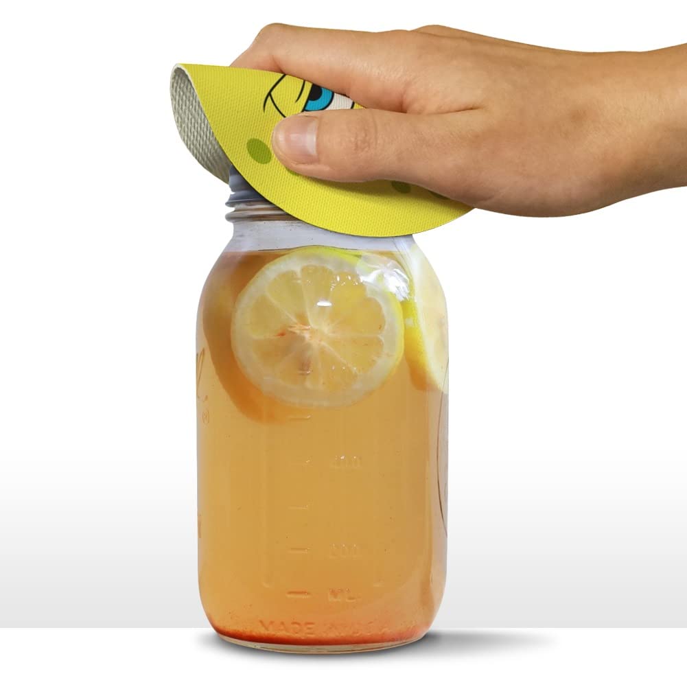 SpongeBob SquarePants Angry Face Rubber Jar Opener - Non-Slip Grip for Tight Lids - Perfect for Kitchen, Pantry & Camping Use