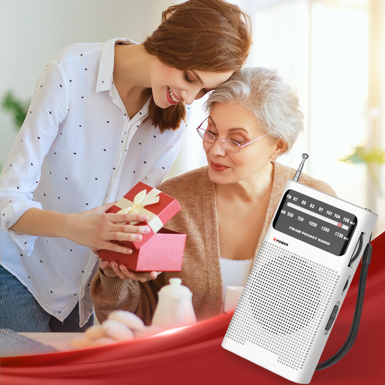 Tendak Portable AM/FM Pocket Radio with Excellent Reception & Sound Quality, Battery Operated Mini Transistor Radio (White) - Perfect for Outdoor Activities, Travel, Emergencies & Home Use