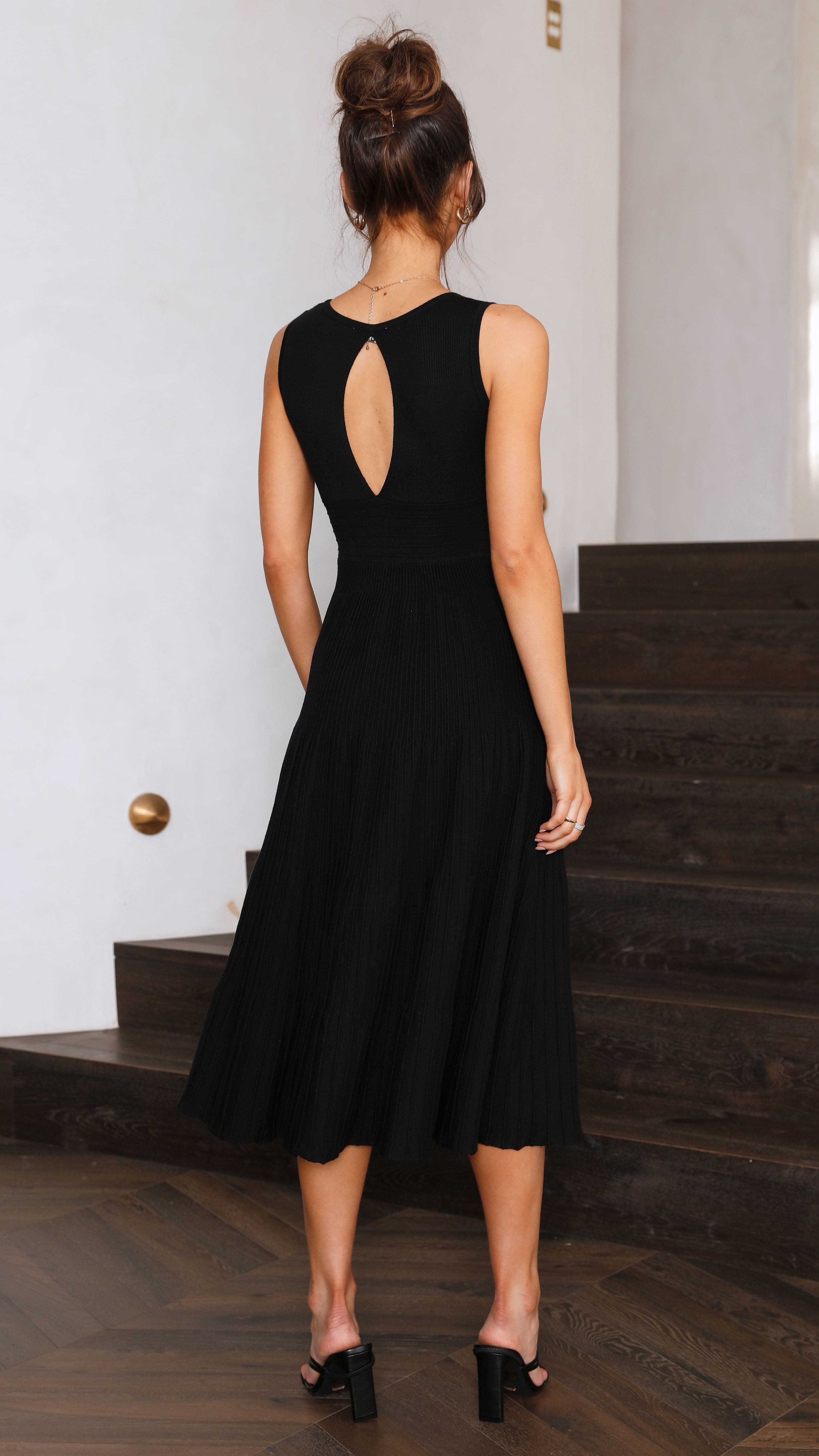 Jayde Knit Dress for Women - Soft Stretchy Black Knitted Dress for Casual Wear, Office, and Date Night