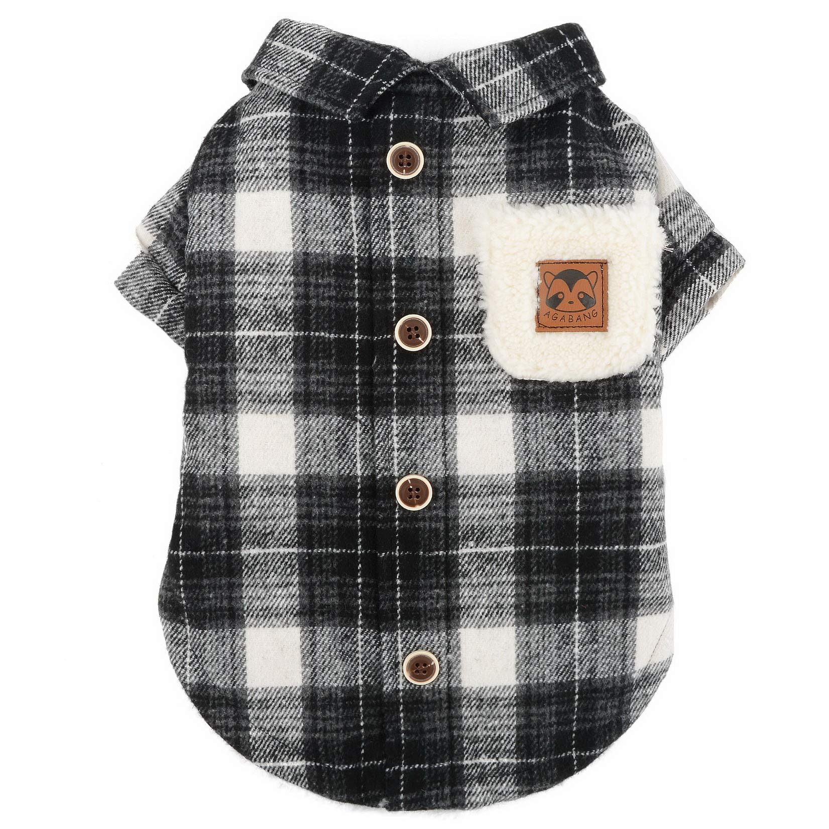 ZUNEA Plaid Fleece-Lined Winter Coat for Small Dogs & Cats - Warm Cold Weather Pet Sweater for Puppies, Girls & Boys (Black, M) - Perfect for Outdoor Walks & Winter Adventures