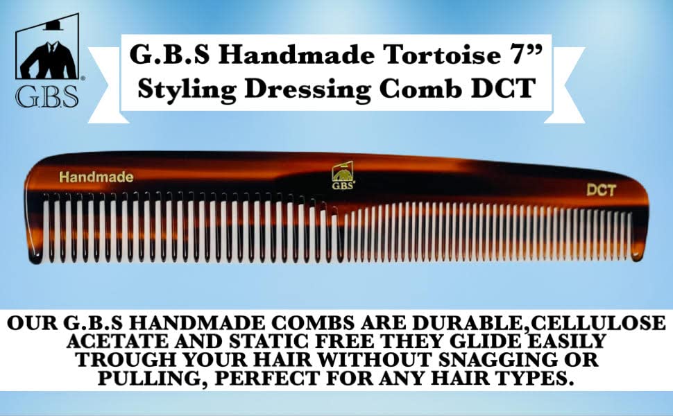 G.B.S Handmade Unbreakable Fine-Toothed Comb Set for Men & Women - 3 Pack Mustache, Eyebrow & Beard Combs - Portable Pocket Size for Travel, Gym & Daily Grooming - Tortoise MCT DCT PCT Combs for Hair Styling Anywhere