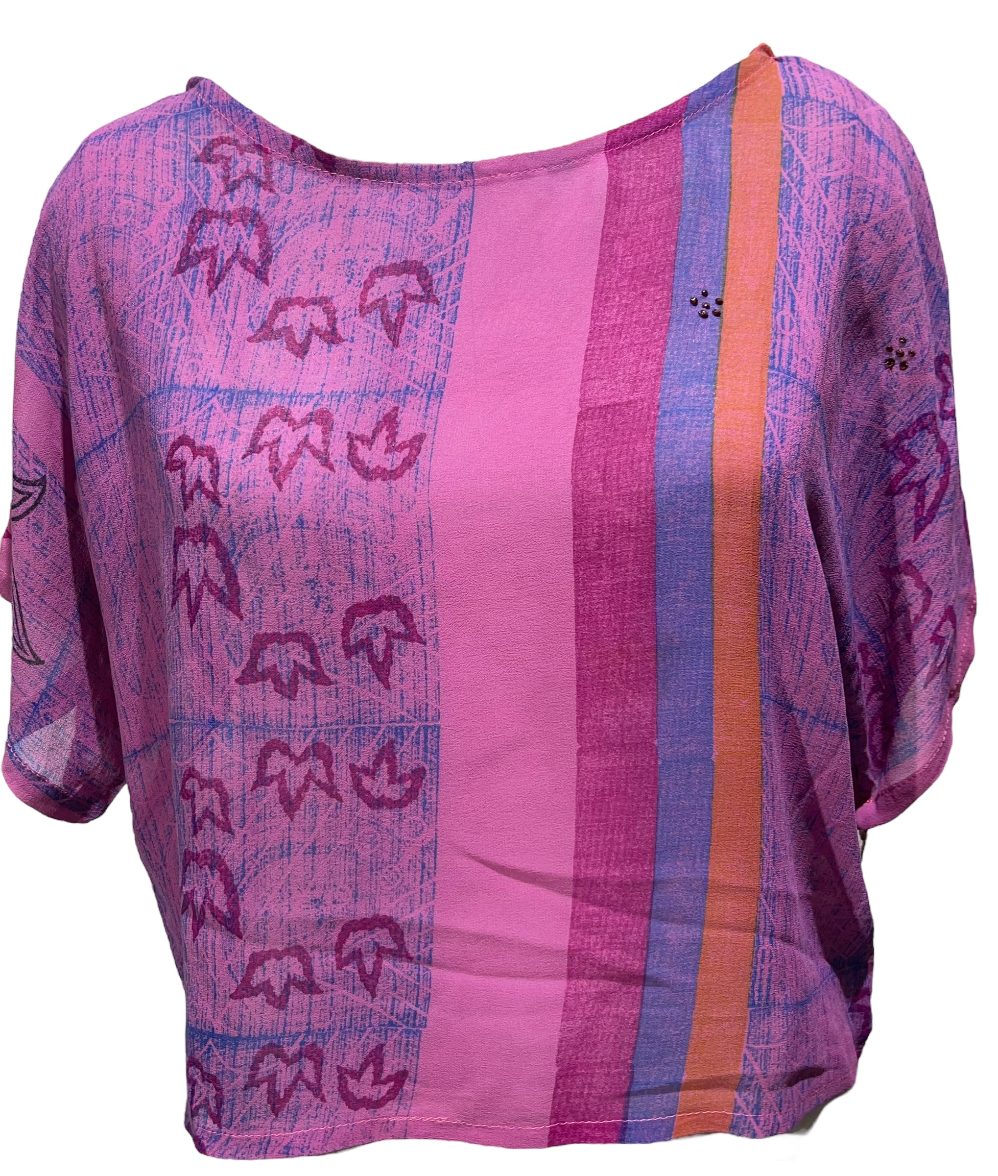 PRG4190 Sheer Avatar Pure Silk Boxy Top - Women's Lightweight Silk Blouse for Casual & Evening Wear | Breathable & Elegant Summer Fashion Top