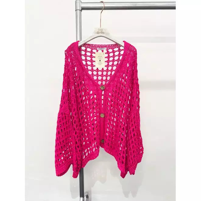 Olympia Oversized Cardigan Fuchsia - Soft Chunky Knit Sweater for Women | Perfect for Fall & Winter Layering, Cozy Homewear & Casual Outfits