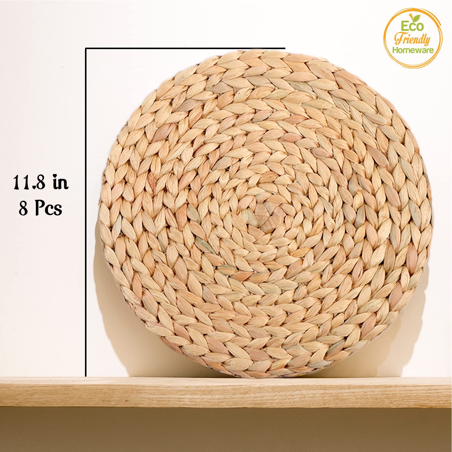 Boho Water Hyacinth Placemats Set of 10 - 11.8